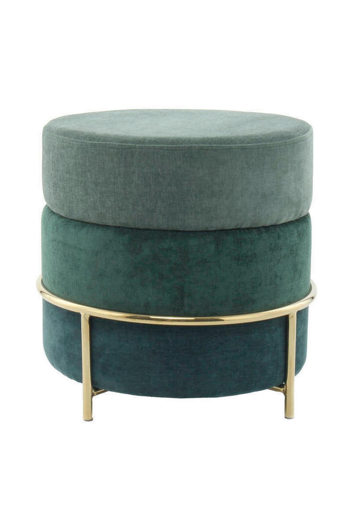 Hocker Grün ca. 48,5x46 cm - Goldfarben/Grün, Basics, Holzwerkstoff/Textil (48,5/46/48,5cm) - Kayoom