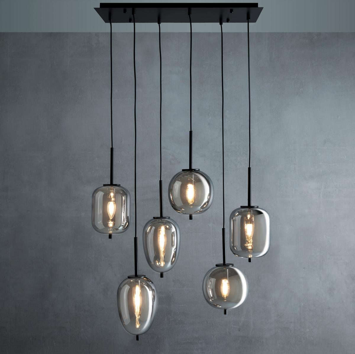 Lampă suspendată Jeanette - negru, Modern, sticlă/metal (80/34/120cm) - Premium Living