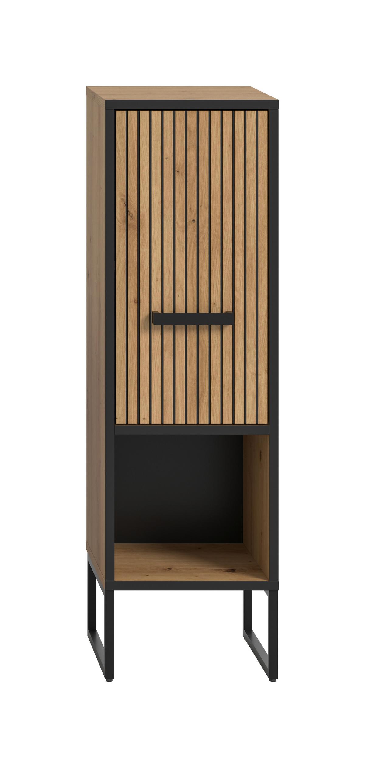 Midischrank Bagno Eiche Artisan/Schwarz - Schwarz/Eiche Artisan, Trend, Holzwerkstoff/Kunststoff (30/101/32cm) - MID.YOU