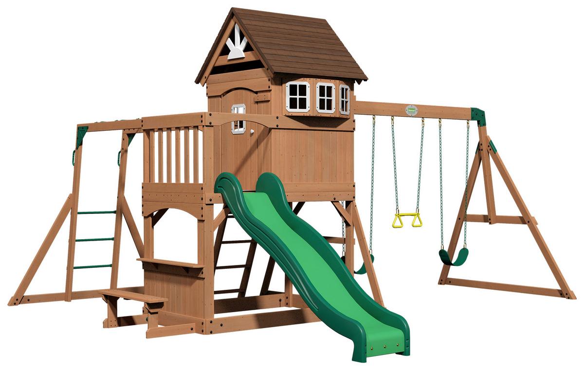 Spielturm Montpelier Braun/Grün - Braun/Grün, KONVENTIONELL, Holz (490/470/290cm) - Ambia Garden