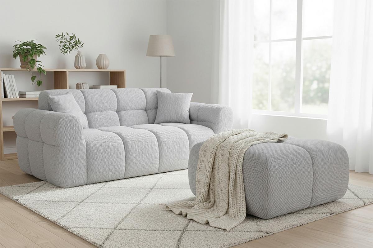 3-sed Carmen - krem barve, Moderno, tekstil (206/81/100cm)