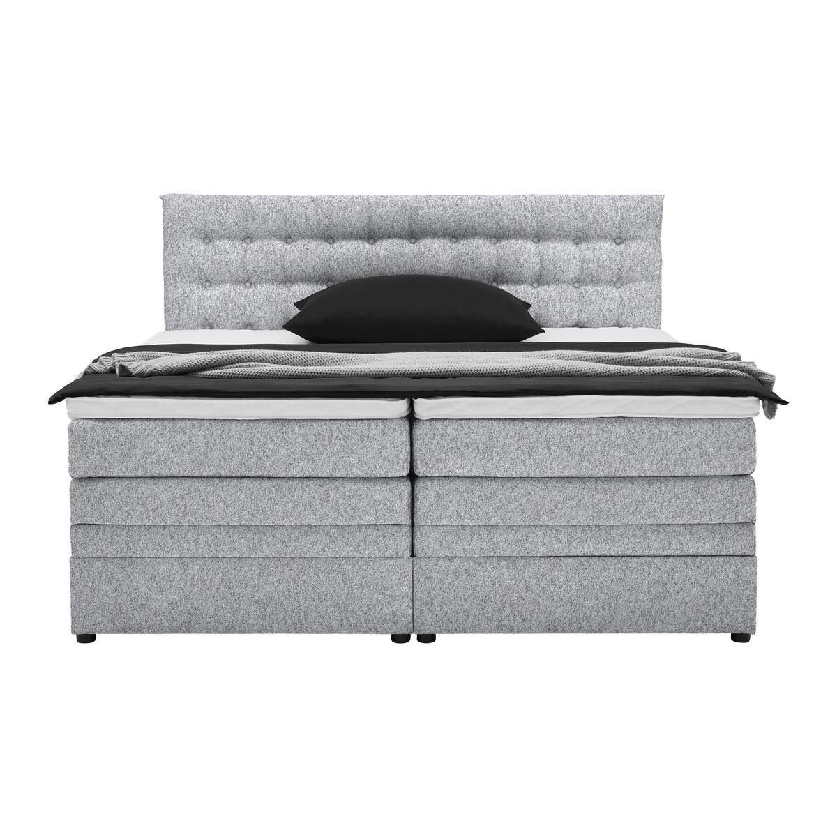 Boxspringbett Luzern Grau ca. 160x200cm - Schwarz/Grau, KONVENTIONELL, Kunststoff/Textil (160/200cm) - Premium Living