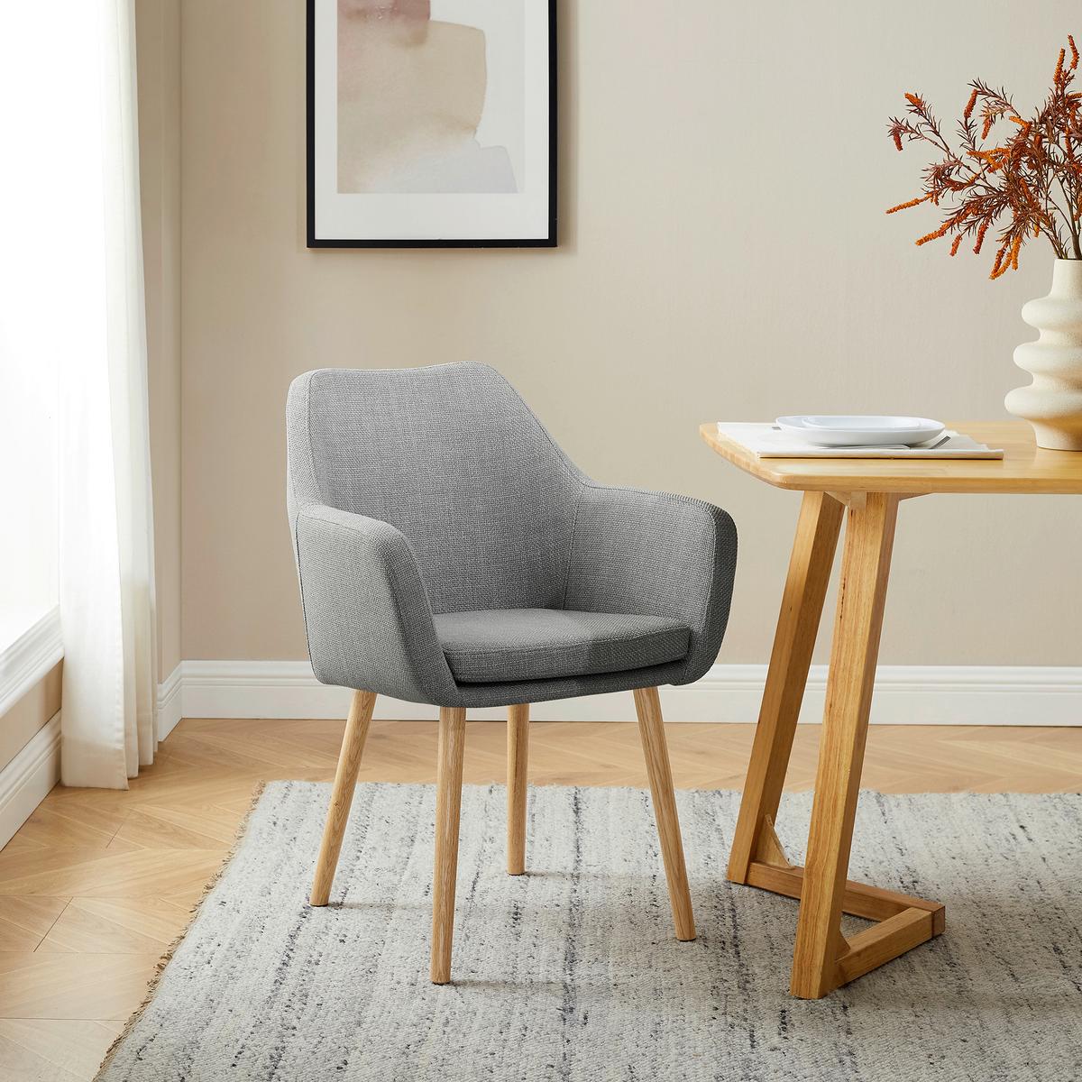 Naslanjač Holz, Svetlo Siva - naravne barve/svetlo siva, Moderno, tekstil/les (62/84/60cm) - Livetastic