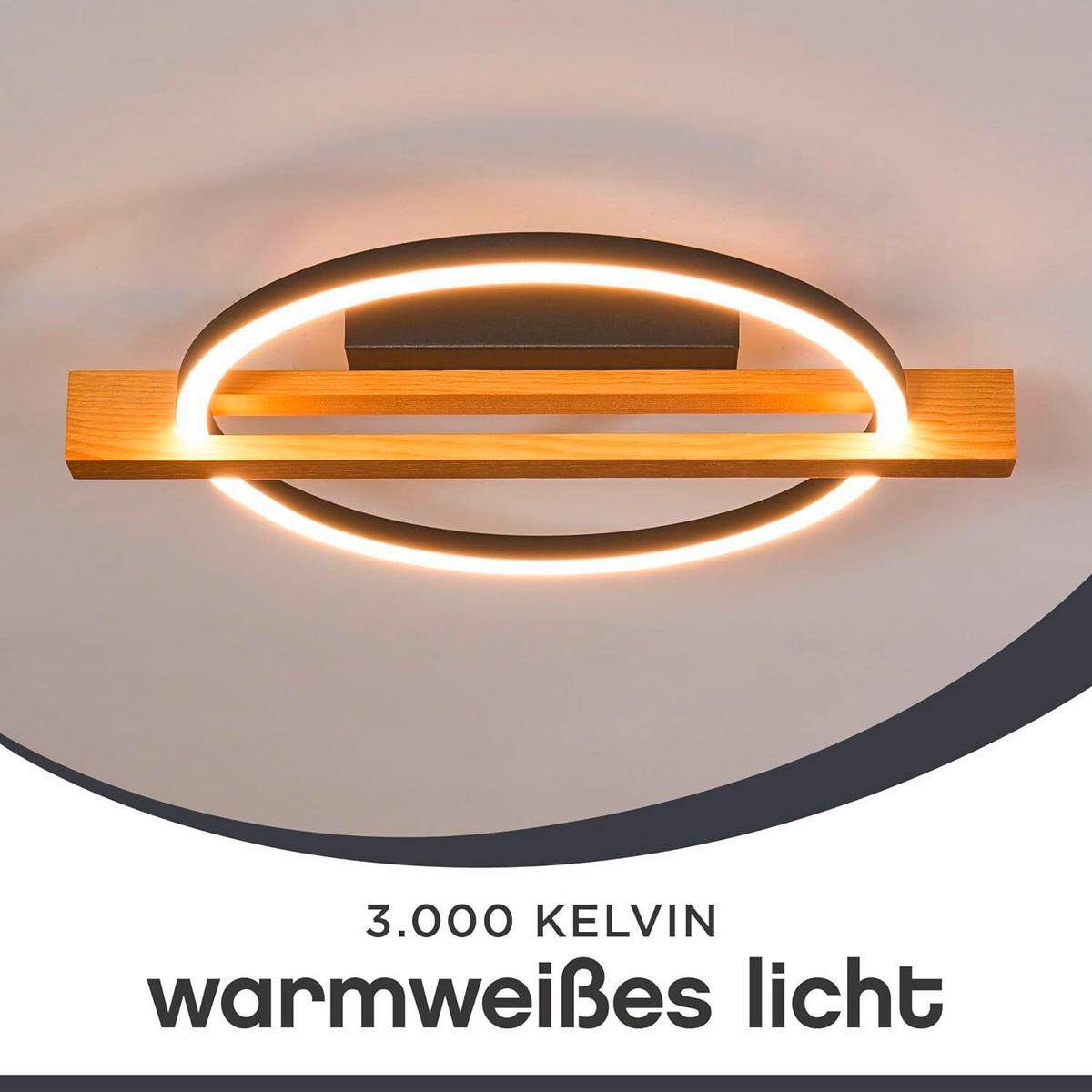 LAMPA SUFITOWA LED 9330-PL1 NERO - Natur, drewno (39/30/7.5cm)