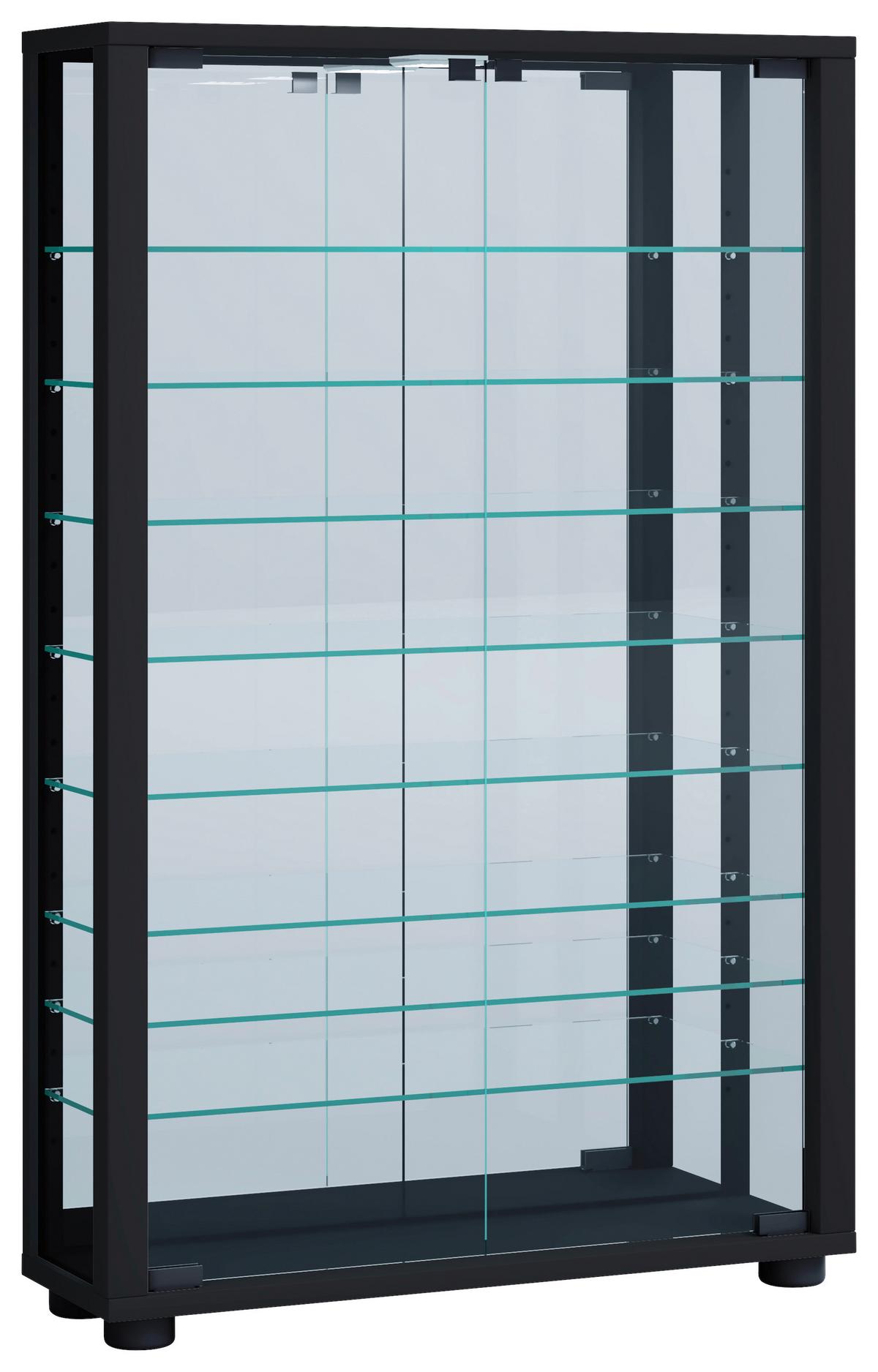 Vitrina Lumo, Osvetlitev, Črna - črna, Moderno, umetna masa/steklo (59/91,3/18cm) - MID.YOU