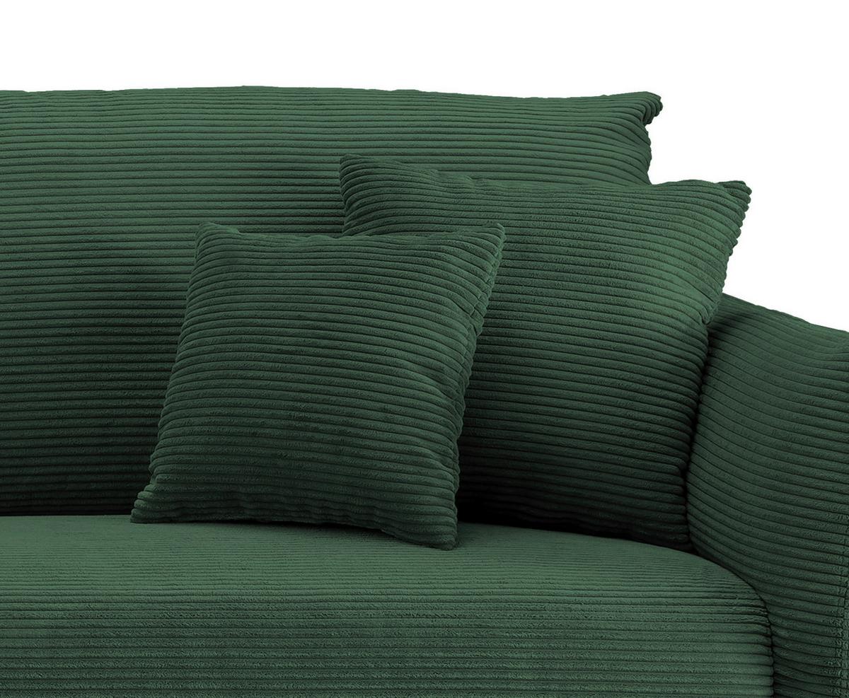 Ecksofa Vanilla Dunkelgrün Cord - Dunkelgrün/Schwarz, Design, Textil/Metall (178/264-302cm) - Livetastic