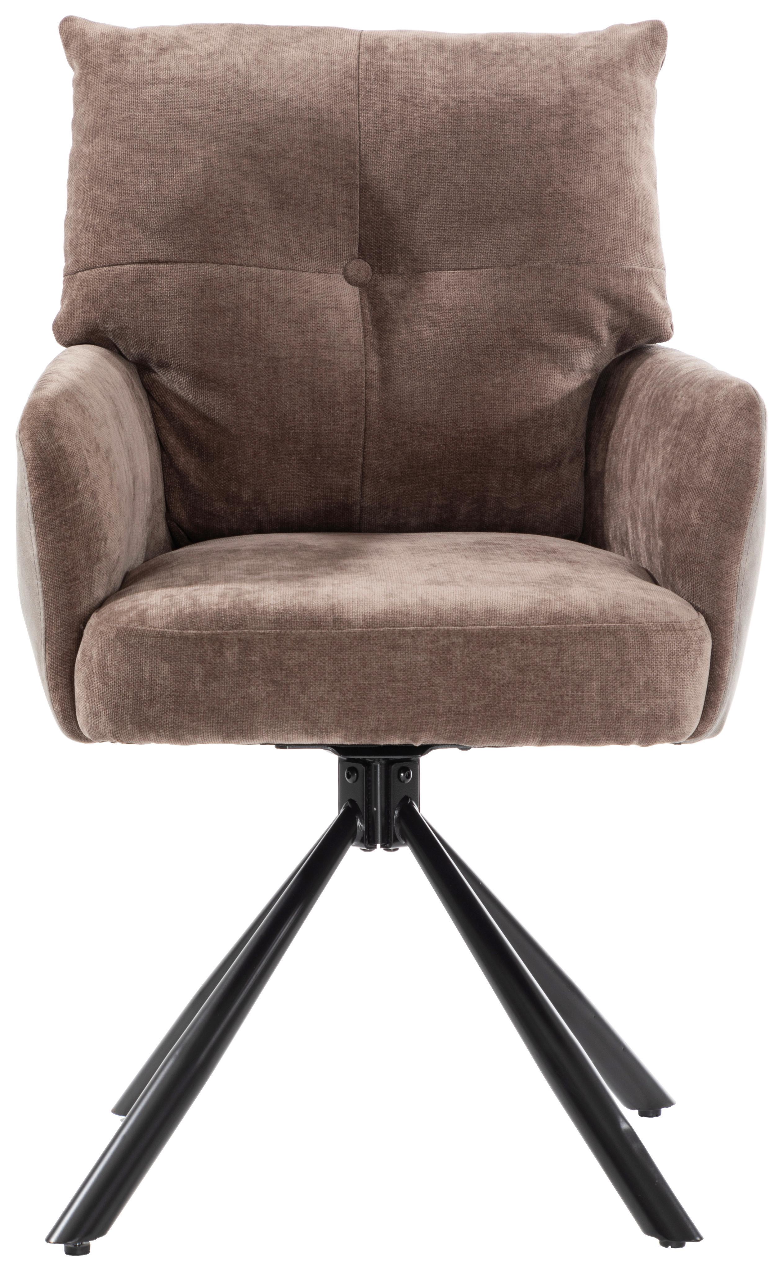 Armlehnstuhl Sophie Braun - Schwarz/Braun, MODERN, Textil/Metall (60/93/67cm) - Premium Living
