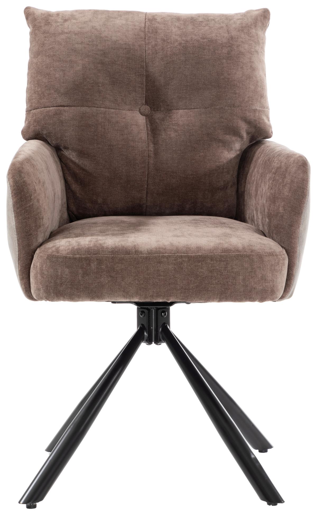 Armlehnstuhl Sophie Braun - Schwarz/Braun, MODERN, Textil/Metall (60/93/67cm) - Premium Living