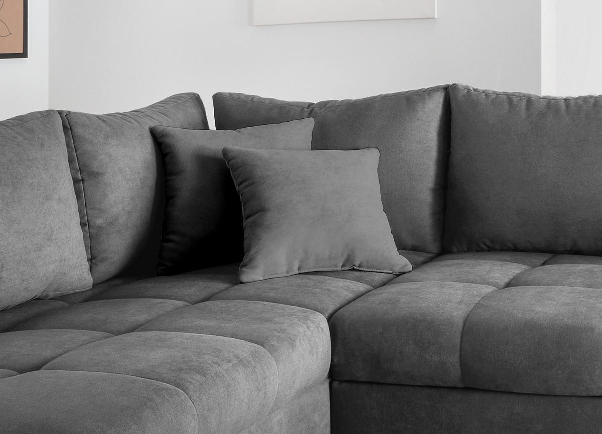 Wohnlandschaft Alvito Dunkelgrau Nylon/Mikrofaser - Dunkelgrau/Silberfarben, Design, Holz/Textil (202/298cm) - MID.YOU