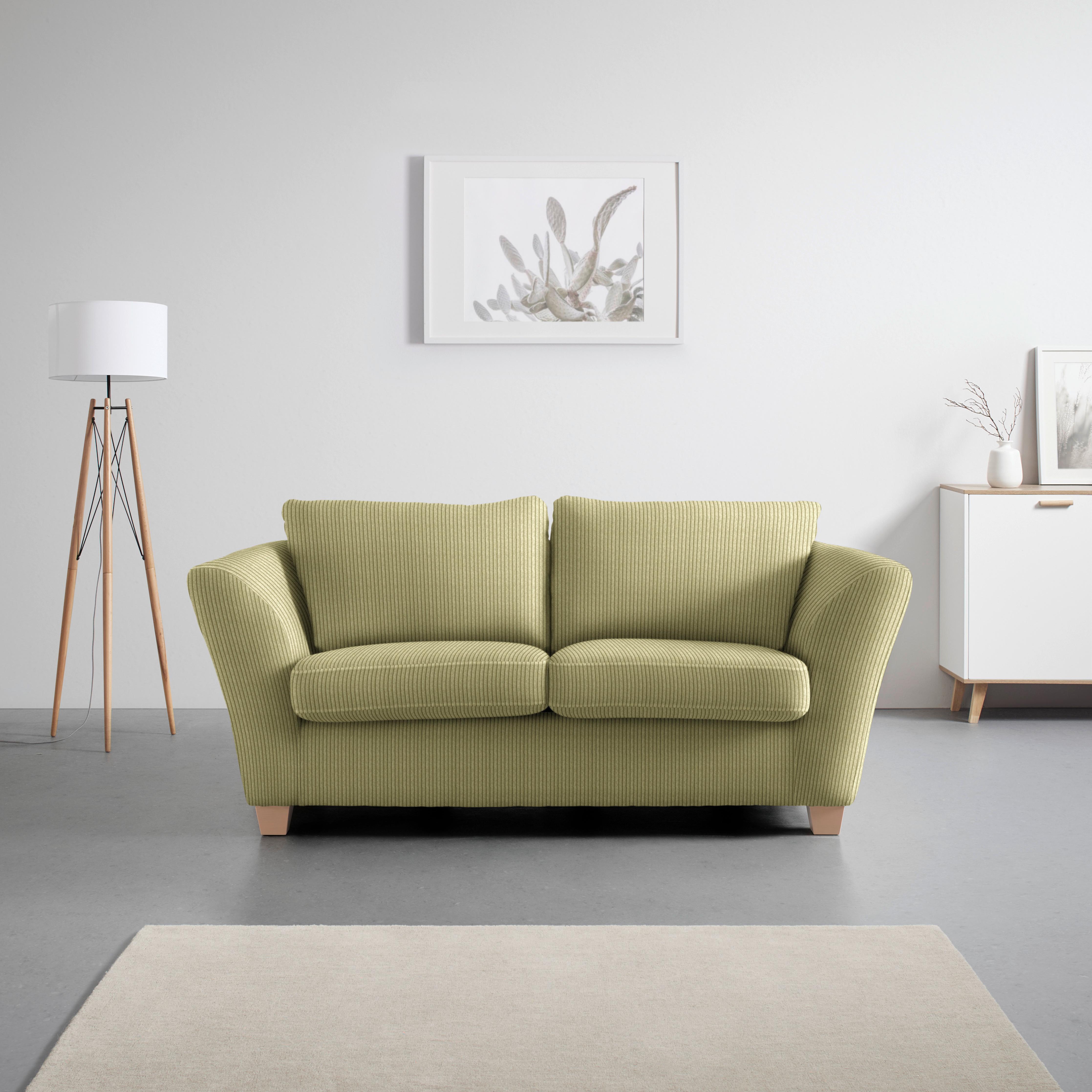 2-Sitzer-Sofa Devado Limette Cord - Limette/Naturfarben, Holz/Textil (190/70-85/95cm) - Mömax