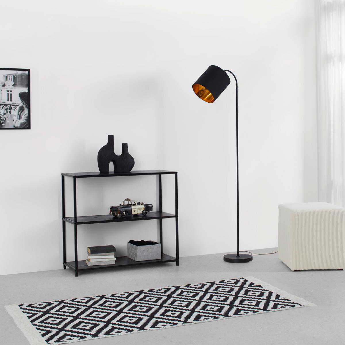 Regal Bastian -Based- - črna, Moderno, kovina/leseni material (77/68/30cm) - Based