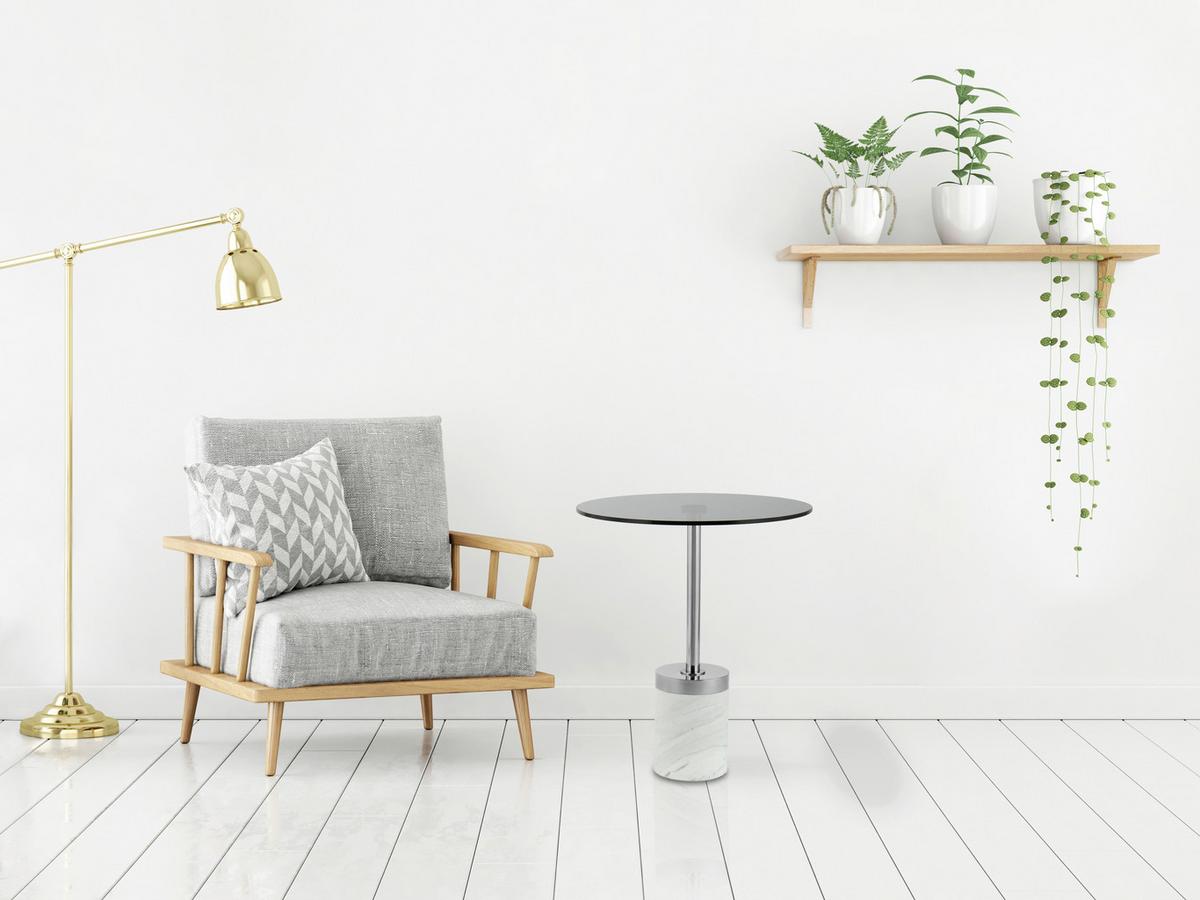 BEISTELLTISCH LANA 125 GRAPHIT / WEISS - Weiss/Graphitfarben, Design, Glas/Stein (46/46/53cm) - Kayoom