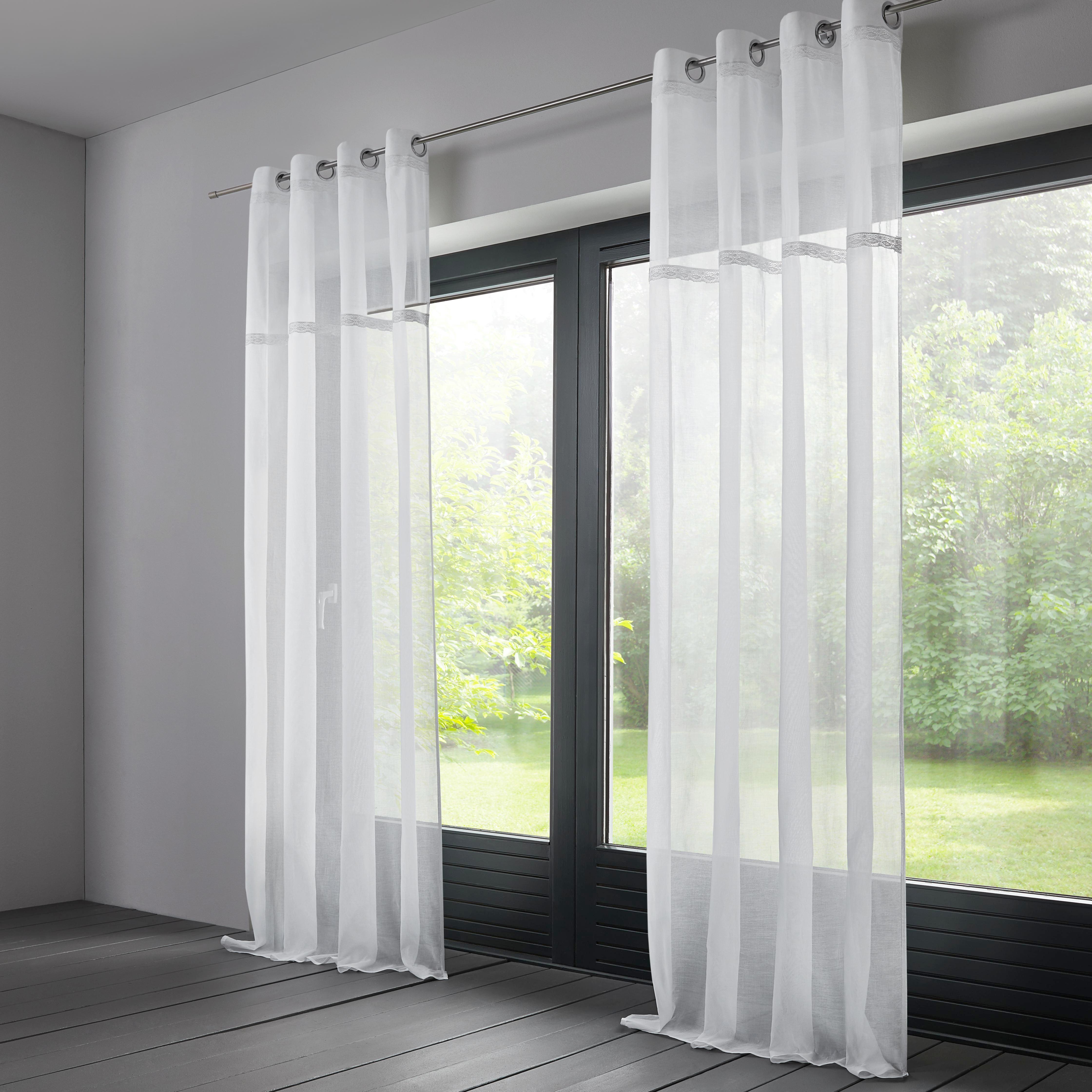 Store in Weiß ca. 140x245 cm 'Natalie' - Weiß, MODERN, Textil (140/245cm) - Bessagi Home