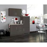 Küchenblock Toronto I m. Geräten Grau - Chromfarben/Grau Hochglanz, MODERN, Holzwerkstoff/Metall (160cm) - Held