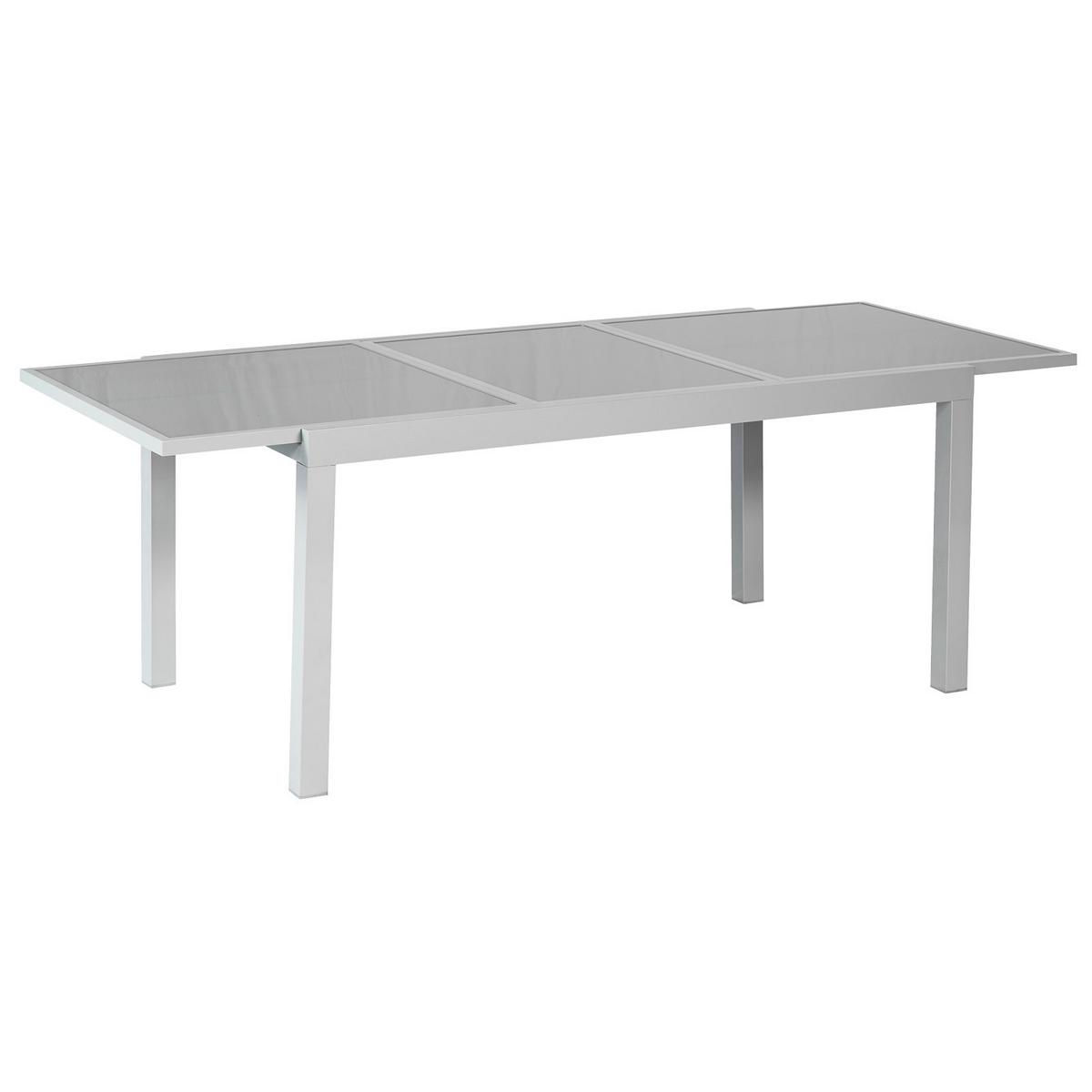 Raztegljiva Vrtna Miza Ambia, Steklo, Aluminij, 120-180x90 - srebrne barve, Konvencionalno, kovina/steklo (120/90/75cm) - Gardenson