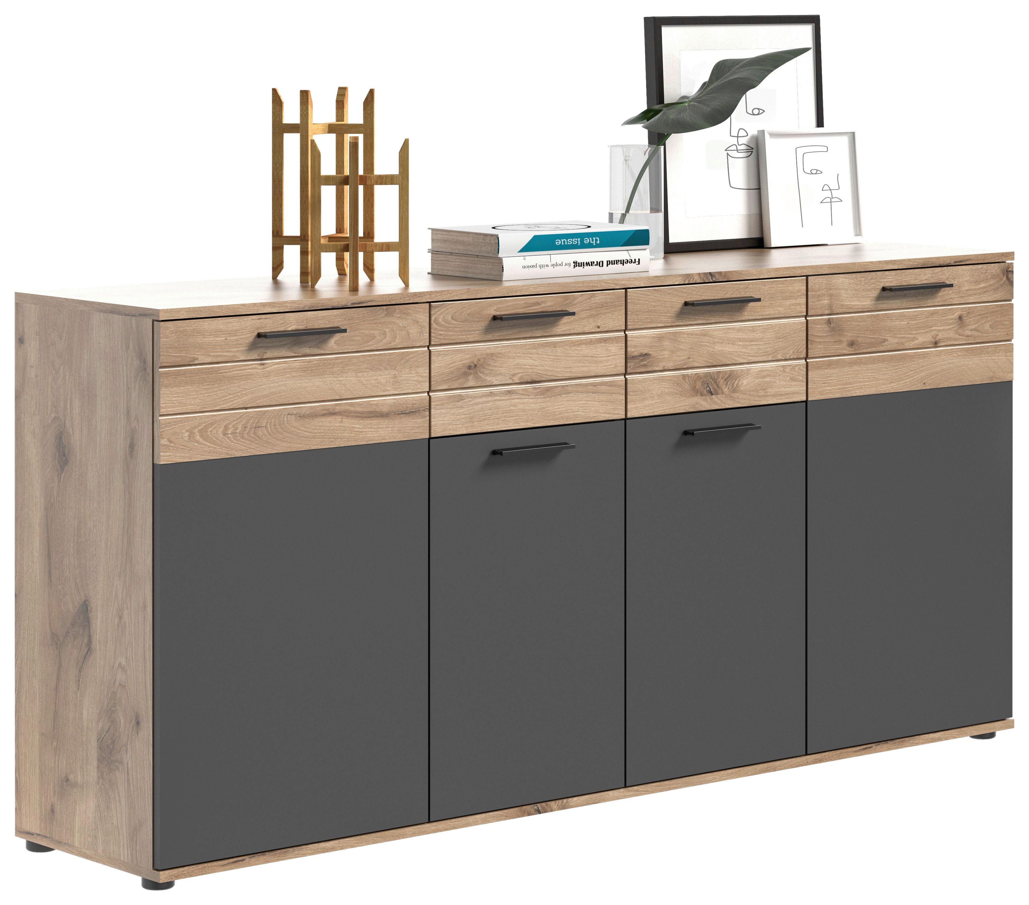 Kommode Mason ca. 180x87 cm Eiche/Grau - Holzwerkstoff/Kunststoff (180/87/40cm) - MID.YOU