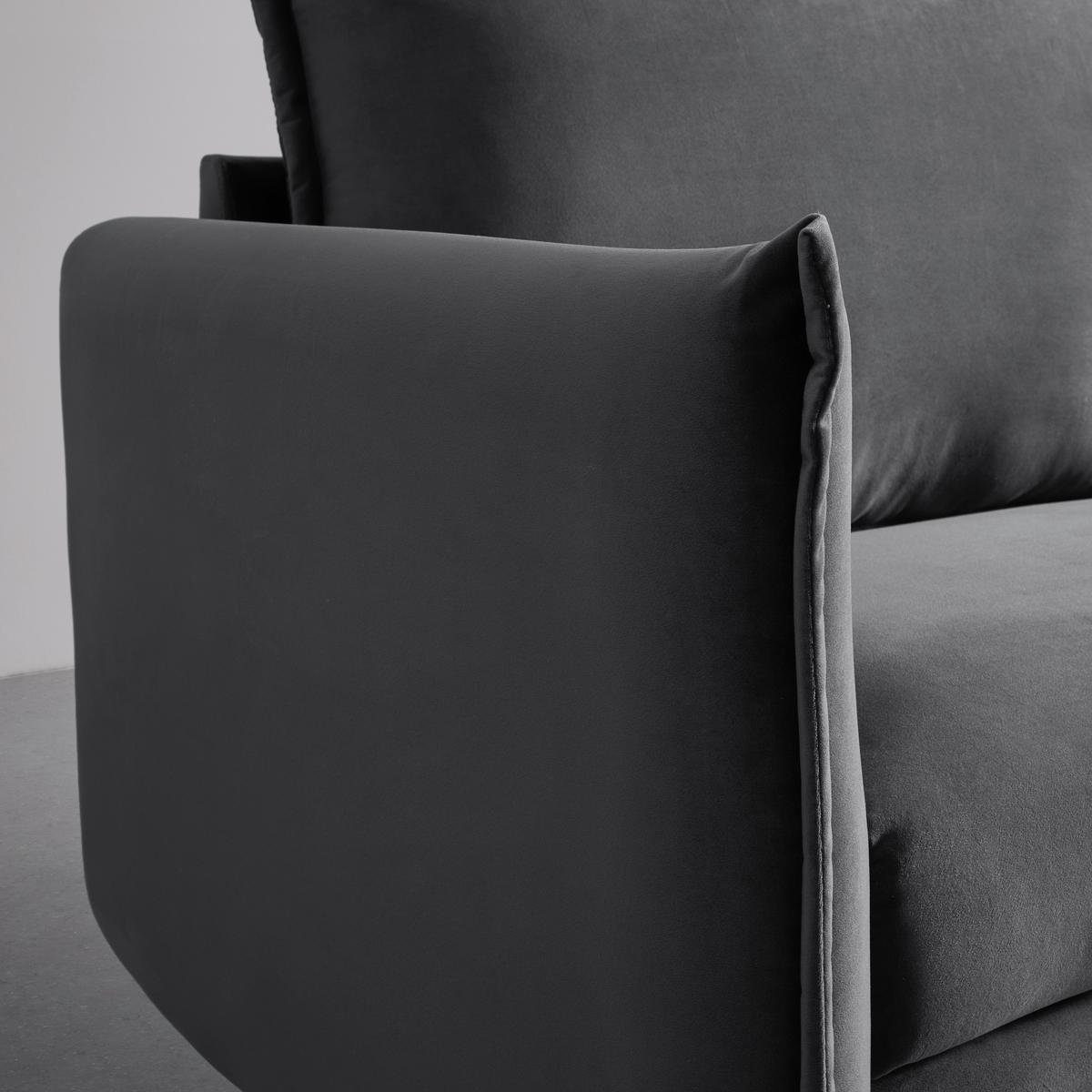 Sofa Yara Dunkelgrau Samt - Schwarz/Grau, MODERN, Holz/Textil (194/77/92cm) - Bessagi Home