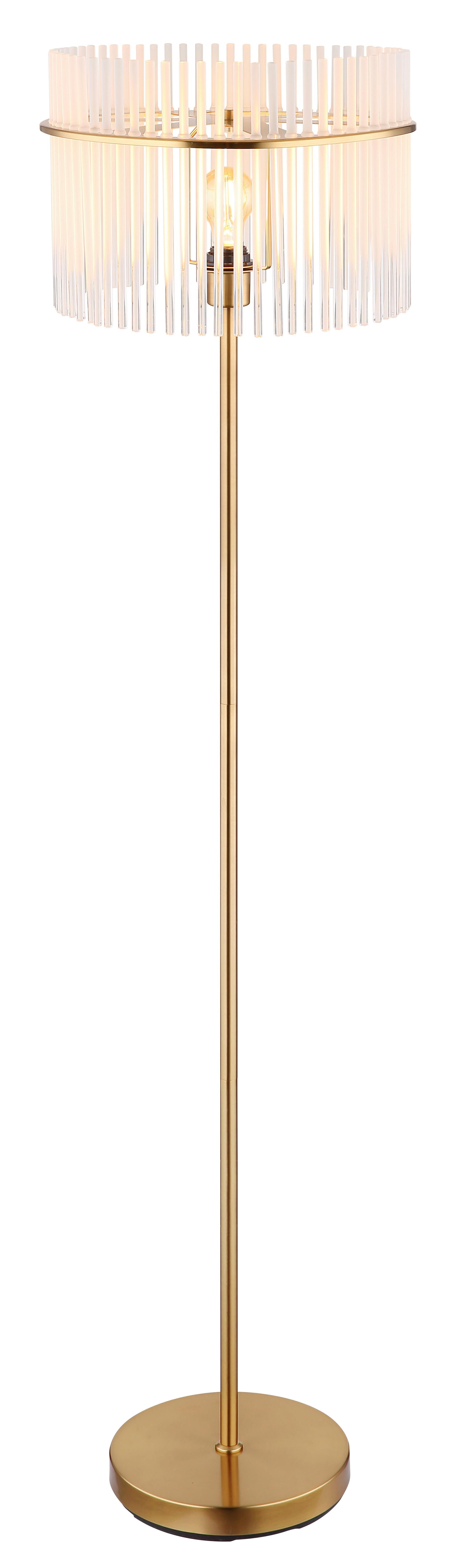 Stehleuchte Gorley Opal/Gold max. 60 Watt - Klar/Goldfarben, KONVENTIONELL, Glas/Metall (38/38/152cm) - Globo