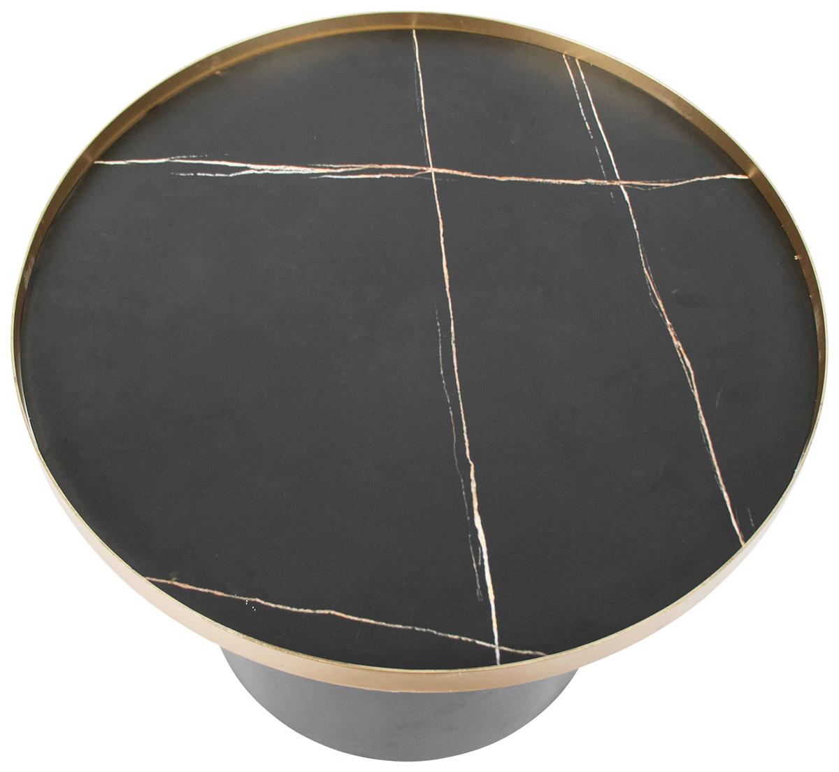 Măsuță de cafea LOTUS - auriu/negru, Modern, metal/material pe bază de lemn (55/43/55cm) - Modern Living