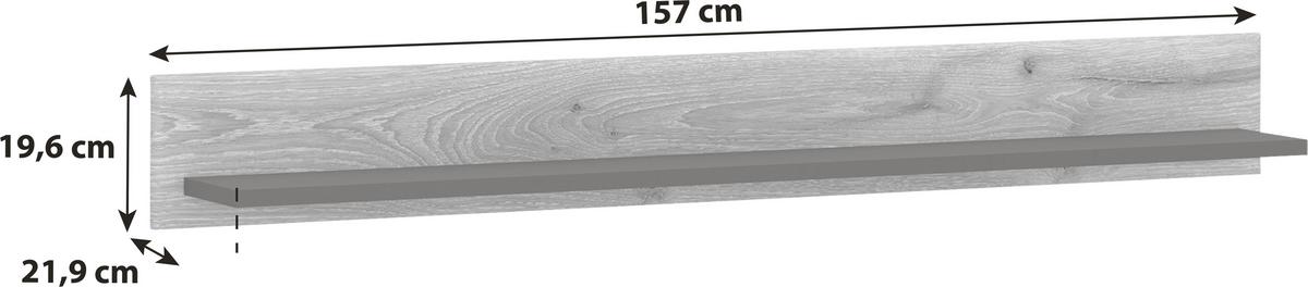 Stenska Polica Grano, Barva Hrasta, Temno Siva - temno siva/barve hrasta, Trend, leseni material (157/19,6/21,9cm)