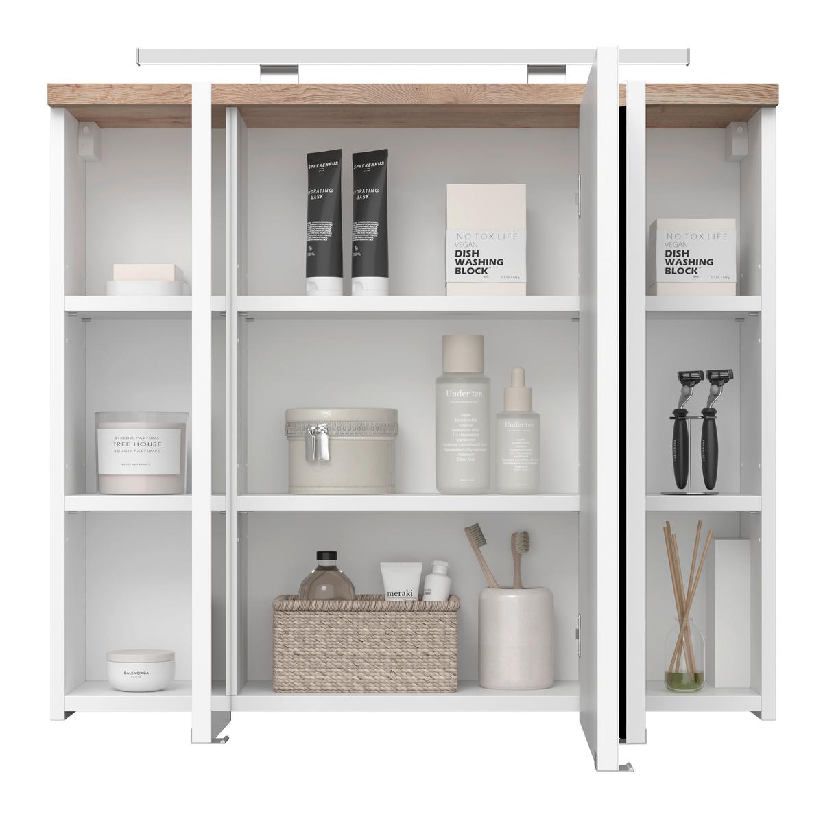 Omara Z Ogledalom Marbella, Bela, Led - barve kroma/bela, Moderno, kovina/steklo (80/70/20cm) - Mömax