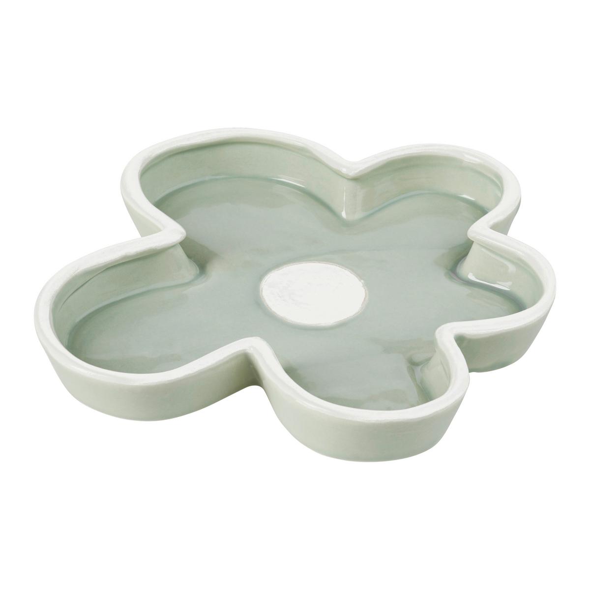 Dekoteller Flower in Grün - Grün, Basics, Keramik (16/16,8/2cm) - Modern Living