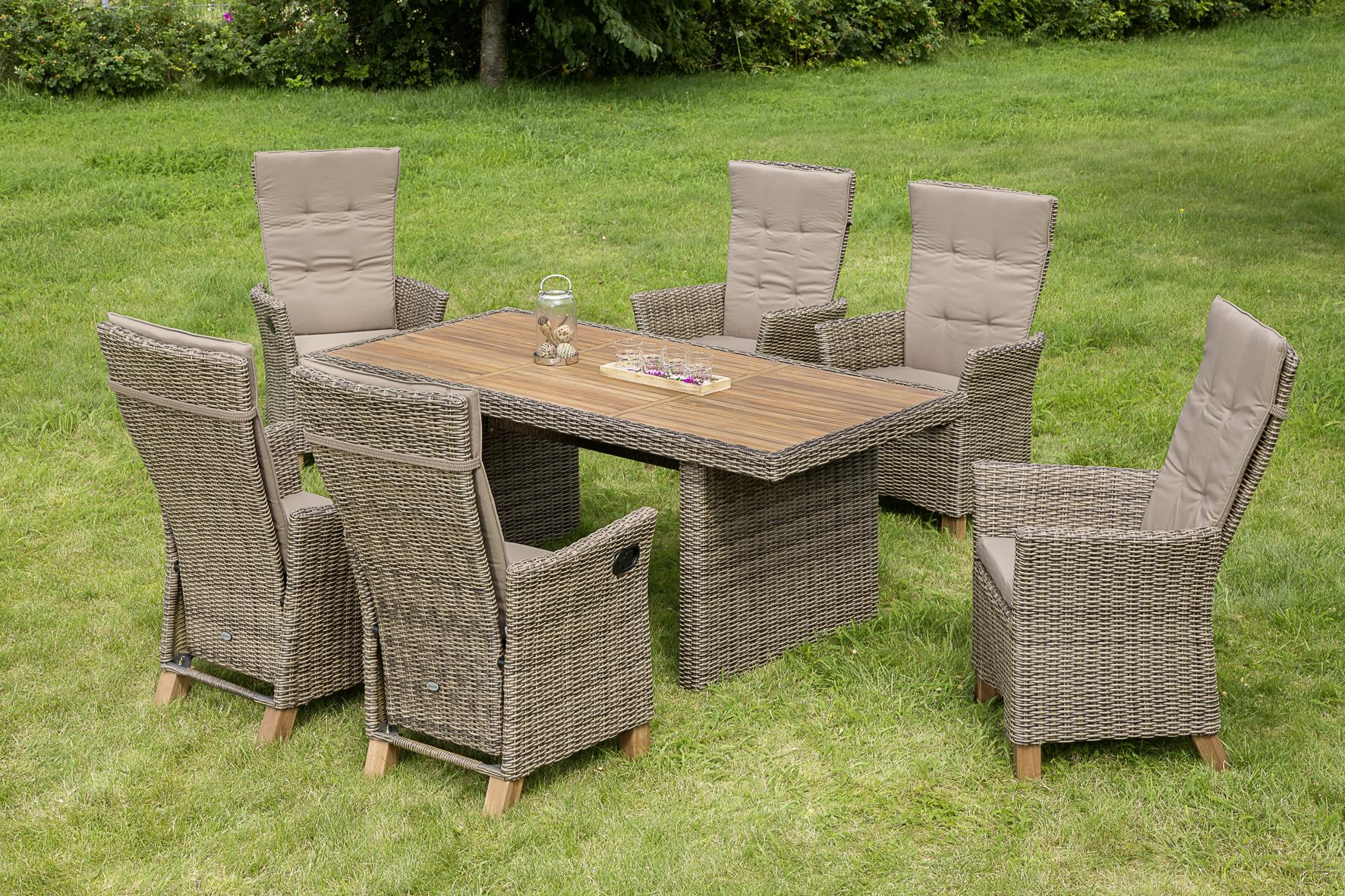Gartentisch Toskana Holz/ Metall/Kunststoff L: 185 cm - Naturfarben/Akaziefarben, KONVENTIONELL, Holz/Kunststoff (185/90/75cm) - Gardenson