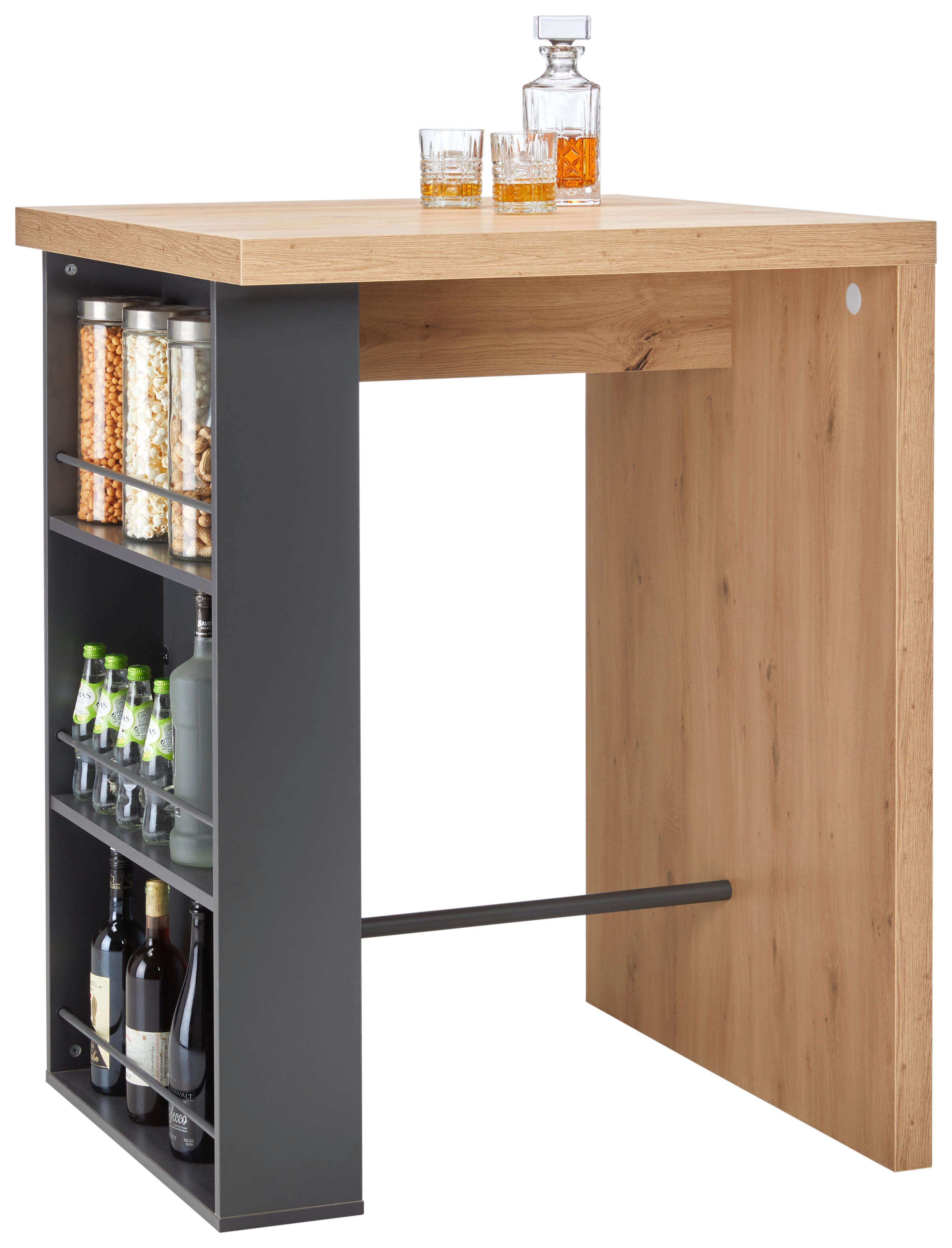 Bar in Anthrazit/Eichefarben - Eichefarben/Anthrazit, Modern, Holzwerkstoff (85/110/85cm) - Mömax