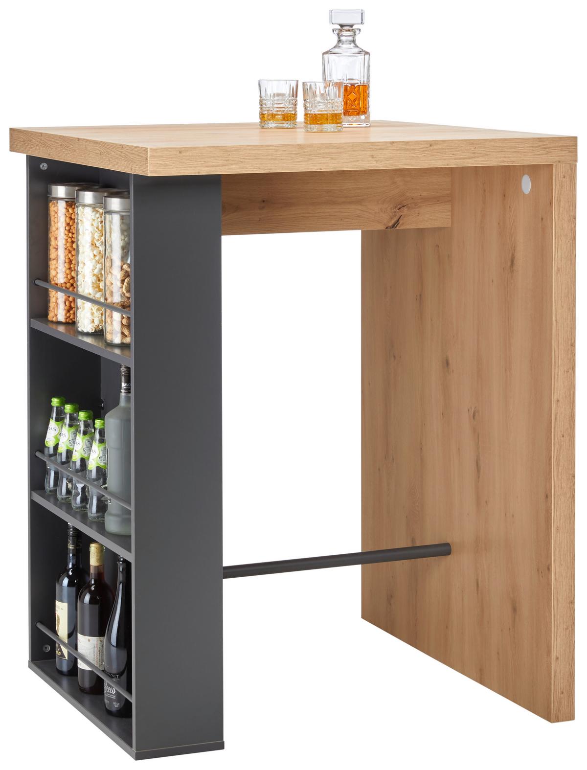 Bar in Anthrazit/Eichefarben - Eichefarben/Anthrazit, Modern, Holzwerkstoff (85/110/85cm) - Mömax