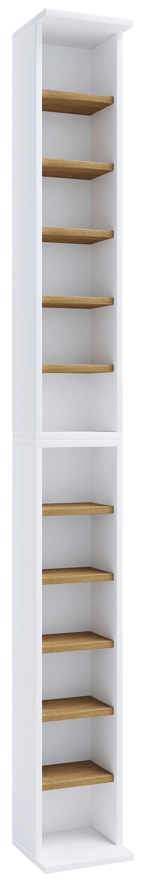 Cd-tartó Polc Bigol - méztölgy színű/fehér, Modern, faalapú anyag (21/180/20cm) - MID.YOU