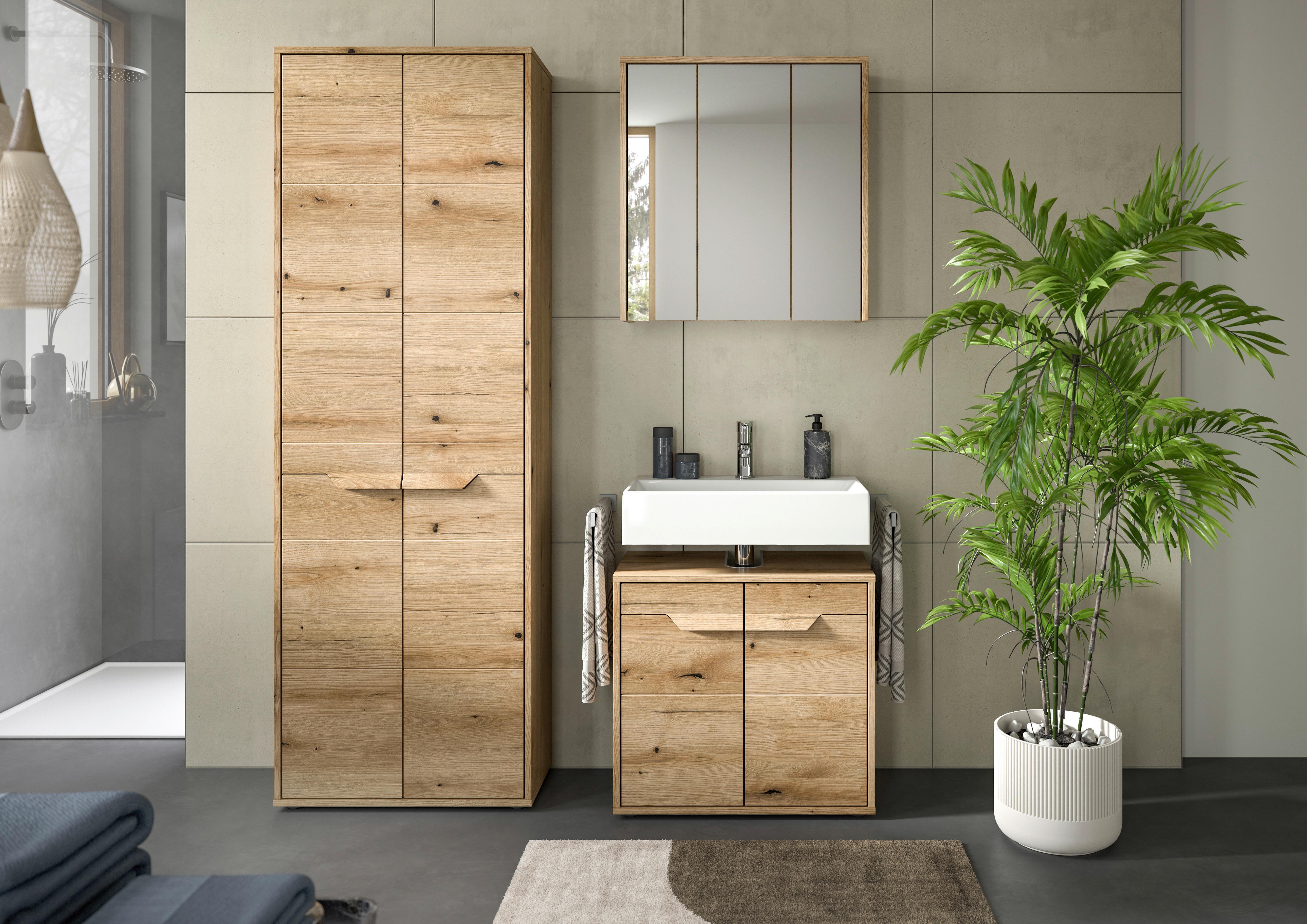 Spiegelschrank Zeno ca. 64x68 cm Eichefarben - MODERN, Glas/Holzwerkstoff (64/68/20cm) - MID.YOU