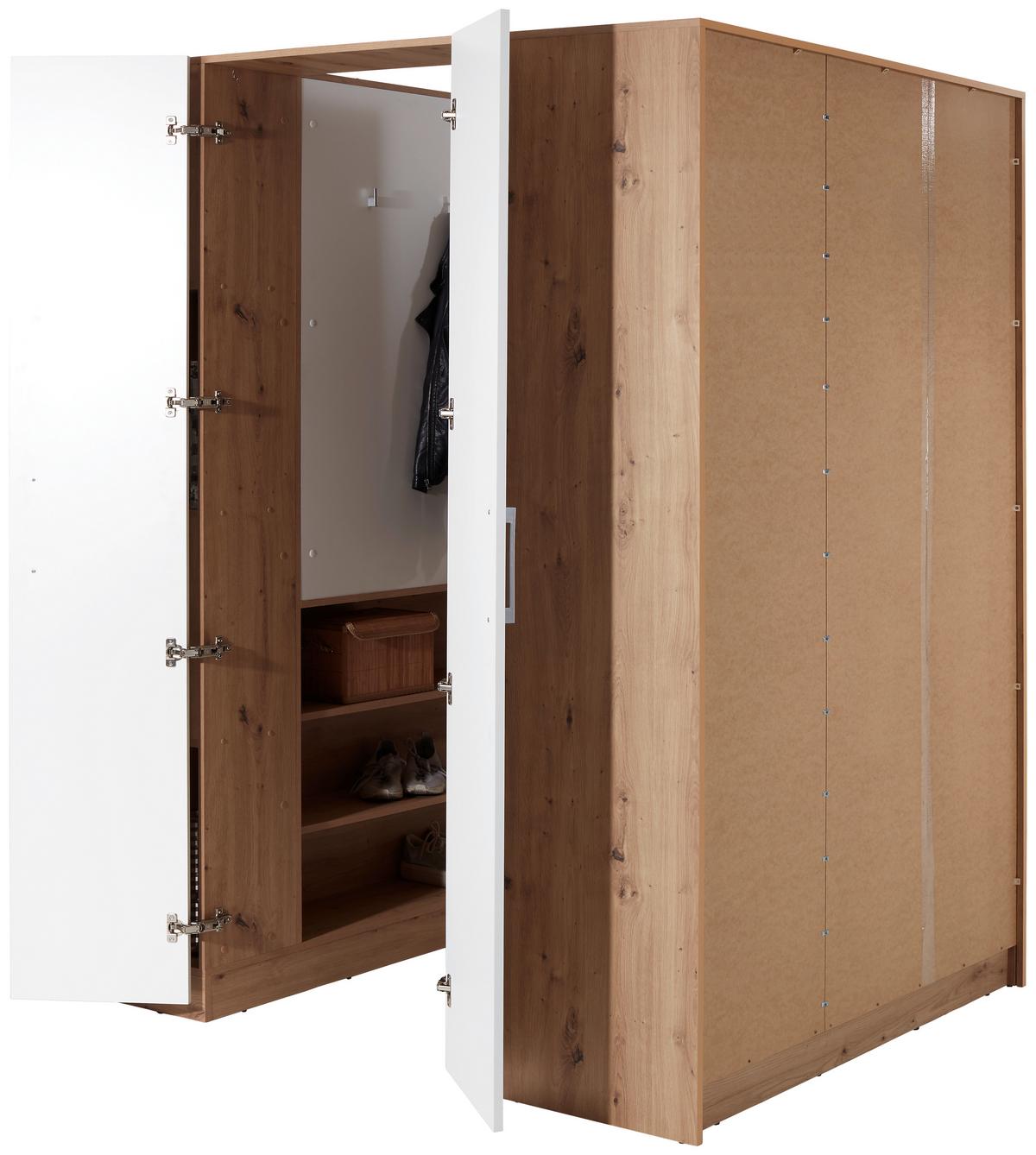 Ormar Kutni Box - bijela/hrast Artisan, Moderno, drvni materijal (120/205/150cm) - Modern Living