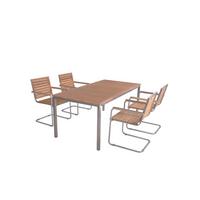 Gartentischgruppe Denver 5-tlg. Teakholz - Silberfarben/Braun, Basics, Holz/Metall (180/90/75cm) - Gardenson