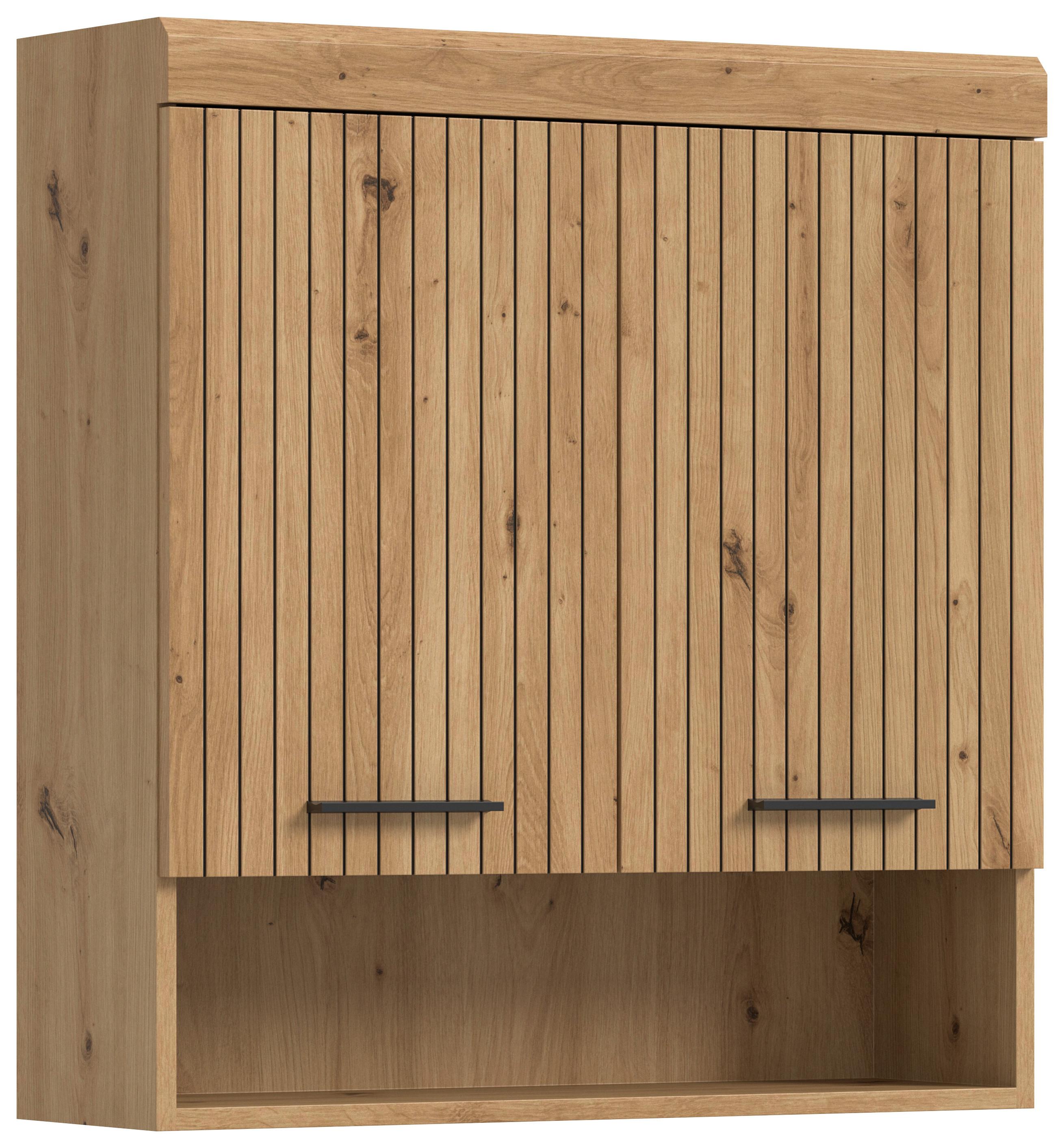 Hängeschrank Scout Eiche Artisan - Schwarz/Eiche Artisan, Trend, Holzwerkstoff/Kunststoff (74/79/24cm) - MID.YOU