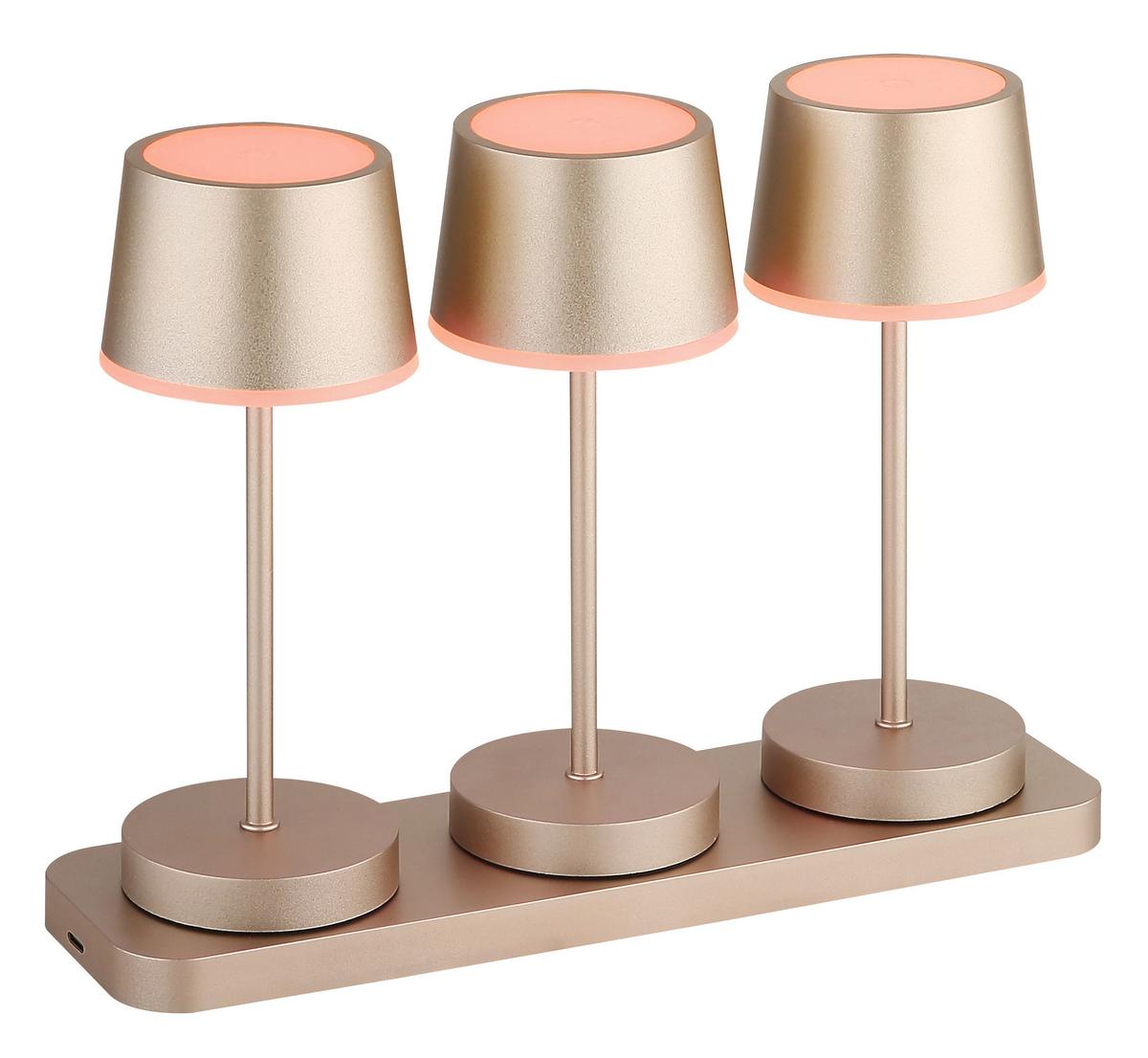 Akku-Tischleuchte Dawson Opal/Champagner - Champagner/Opal, Design, Kunststoff/Metall (8,3/8,3/20cm) - Globo