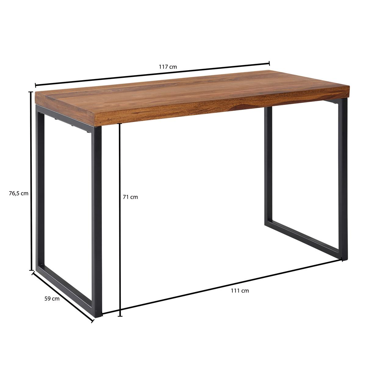 Schreibtisch massiv B: 59 cm H: 120 cm Wl6.518, Schwarz - Sheeshamfarben/Schwarz, MODERN, Holz/Metall (117/59/76,5cm) - MID.YOU