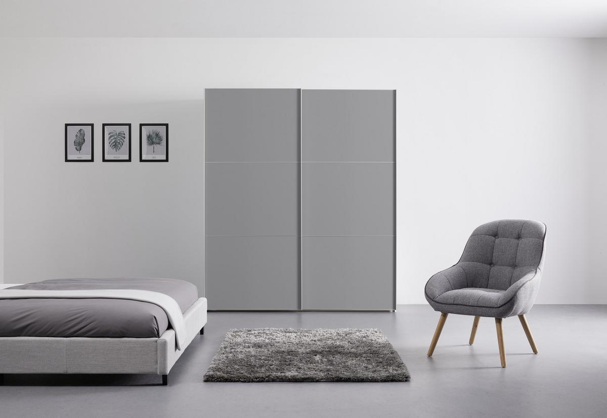 Ormar S Kliznim Vratima Includo - siva/boje aluminija, Moderno, drvni materijal (188/222/68cm) - Premium Living