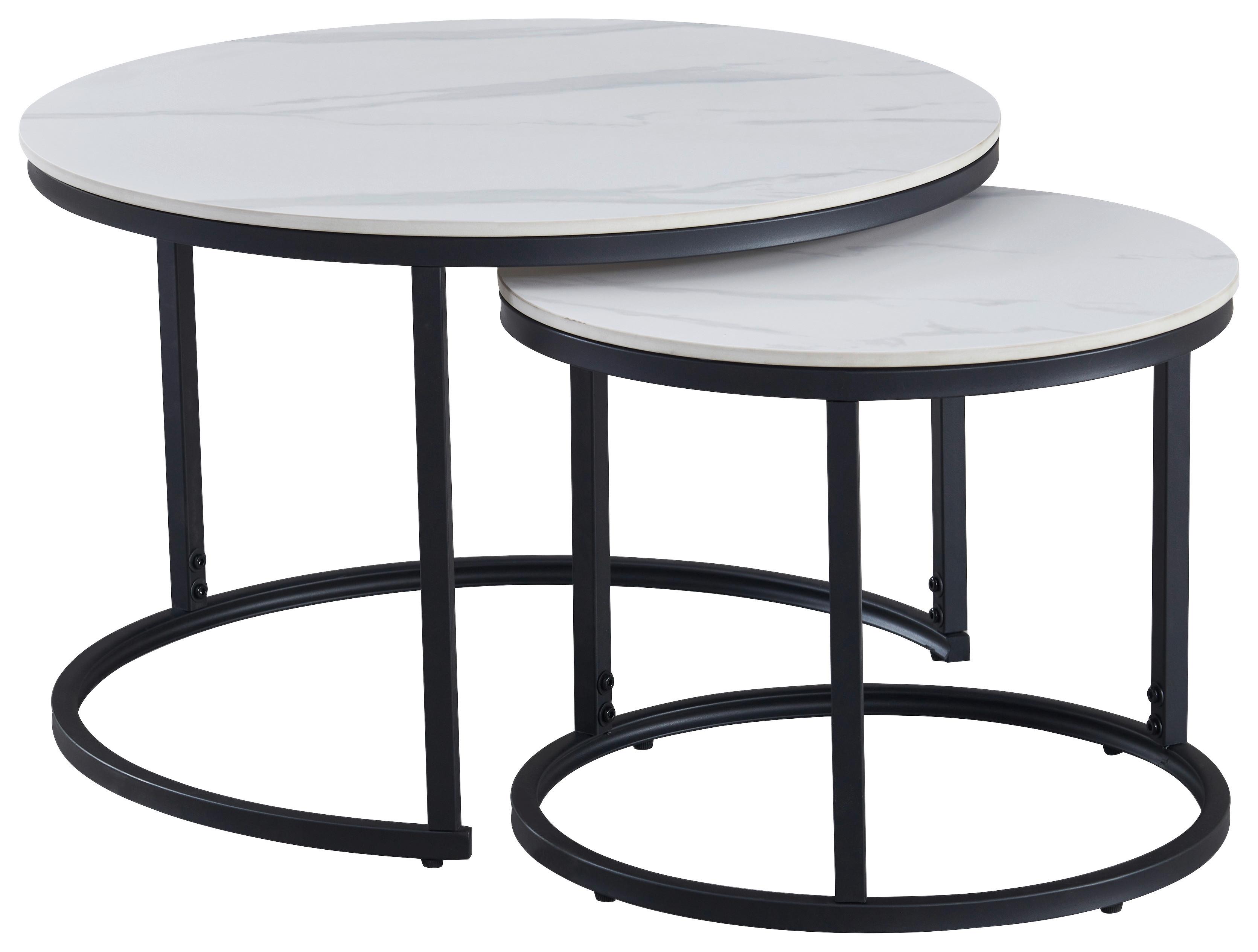 Set Stolića 2/1 Oscar - bijela/crna, Moderno, kamen/metal (70/50/45/39cm) - Modern Living