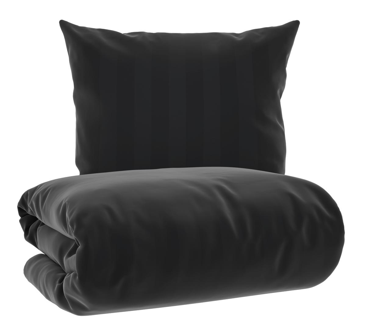 Bettwäsche Xenia Streif Schwarz ca. 135x200cm - Schwarz, MODERN, Textil (135/200cm) - Premium Living
