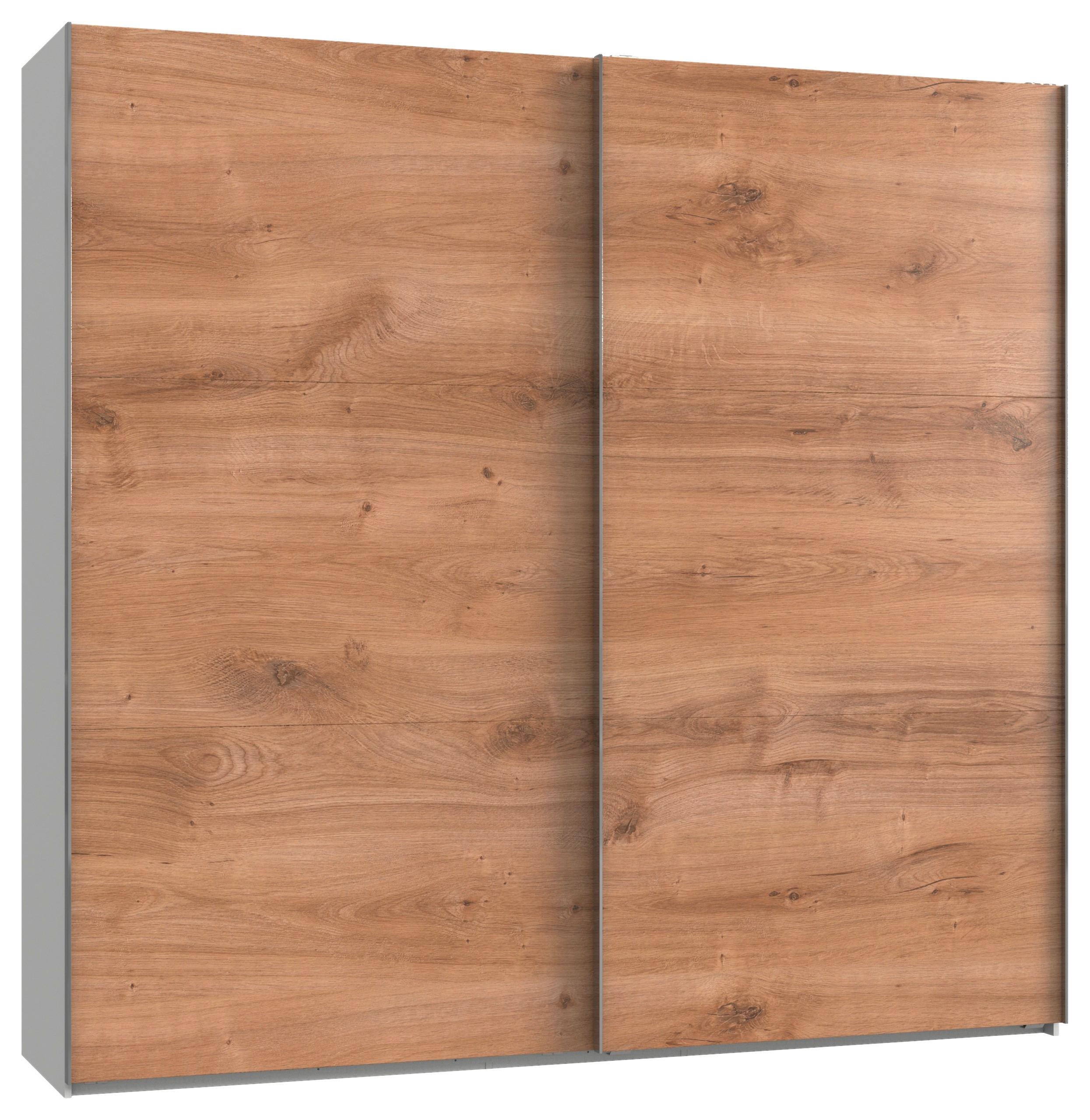 Omara Z Drsnimi Vrati Level 36 A, Bela, Barva Hrasta - barve kroma/barve hrasta, Moderno, leseni material (250/236/65cm) - Modern Living
