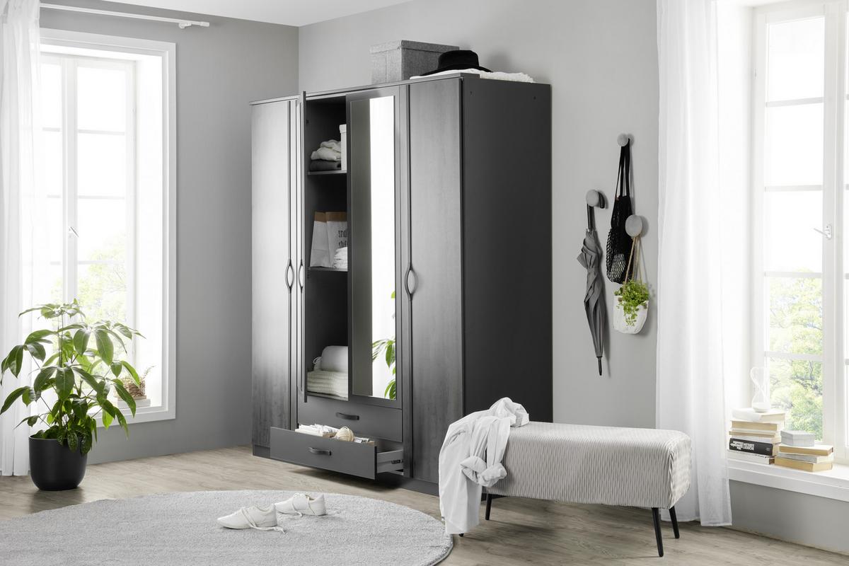 Drehtürenschrank in Graphitfarben/Schwarz - Graphitfarben/Schwarz, Konventionell, Holzwerkstoff (179/199/58cm) - Mömax