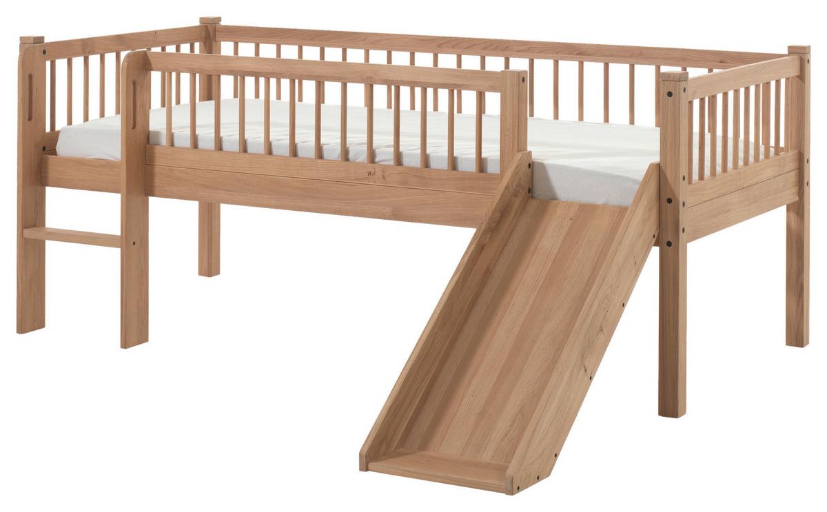 Spielbett Forrest Eichefarben ca.90x200cm Echtholz Rutsche - Eichefarben/Naturfarben, MODERN, Holz (90/200cm) - Vipack