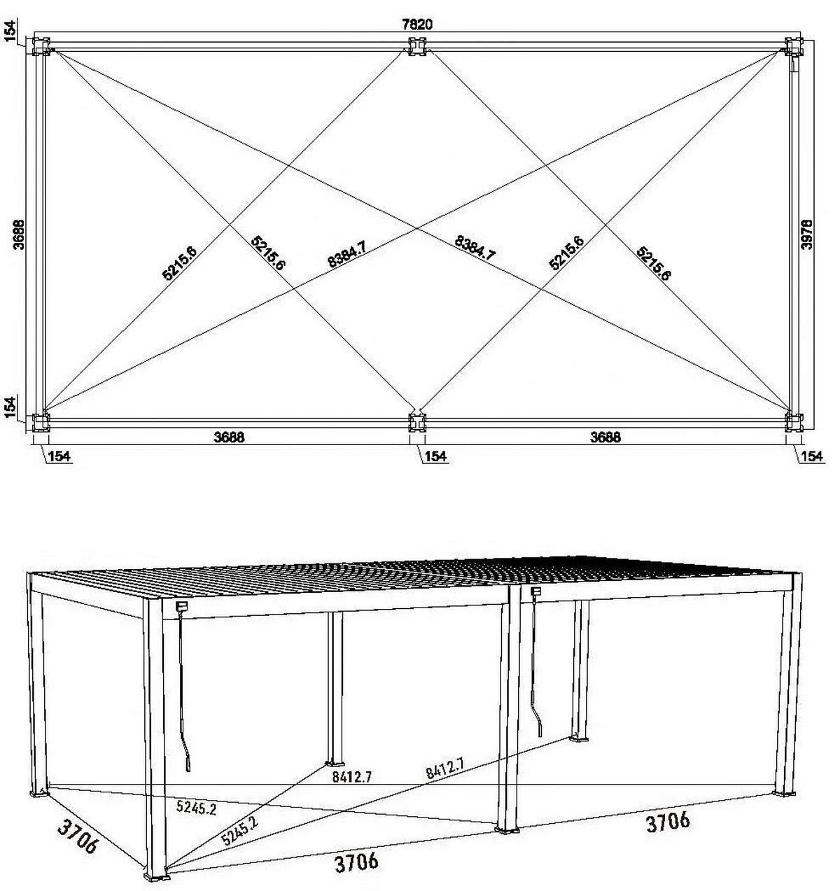 PERGOLA DELUXE PLUS 4X8M ANTHRAZIT - Anthrazit, Basics, Metall (400/255/800cm) - Gardenson