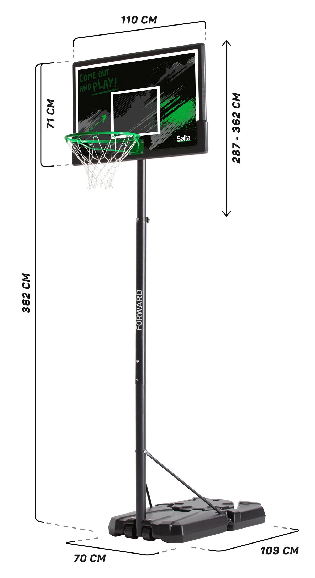 Basketballständer Salta Grün/Schwarz - Schwarz/Grün, KONVENTIONELL, Kunststoff/Metall (110/287-362/175cm) - Salta