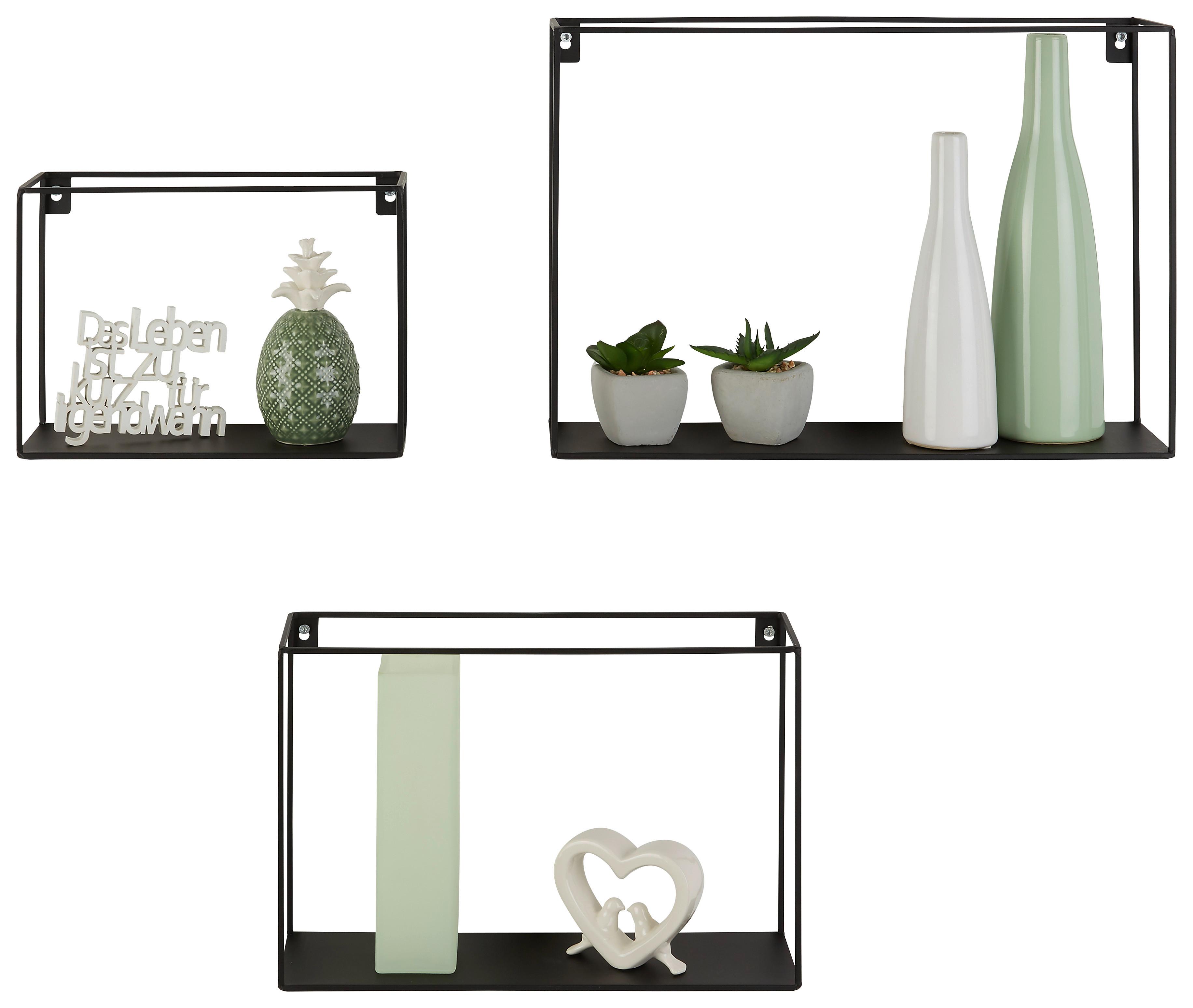 Wandboardset aus Metall, 3-teilig - Schwarz, Modern, Metall (40/35/25/28/24/18/10cm) - Modern Living