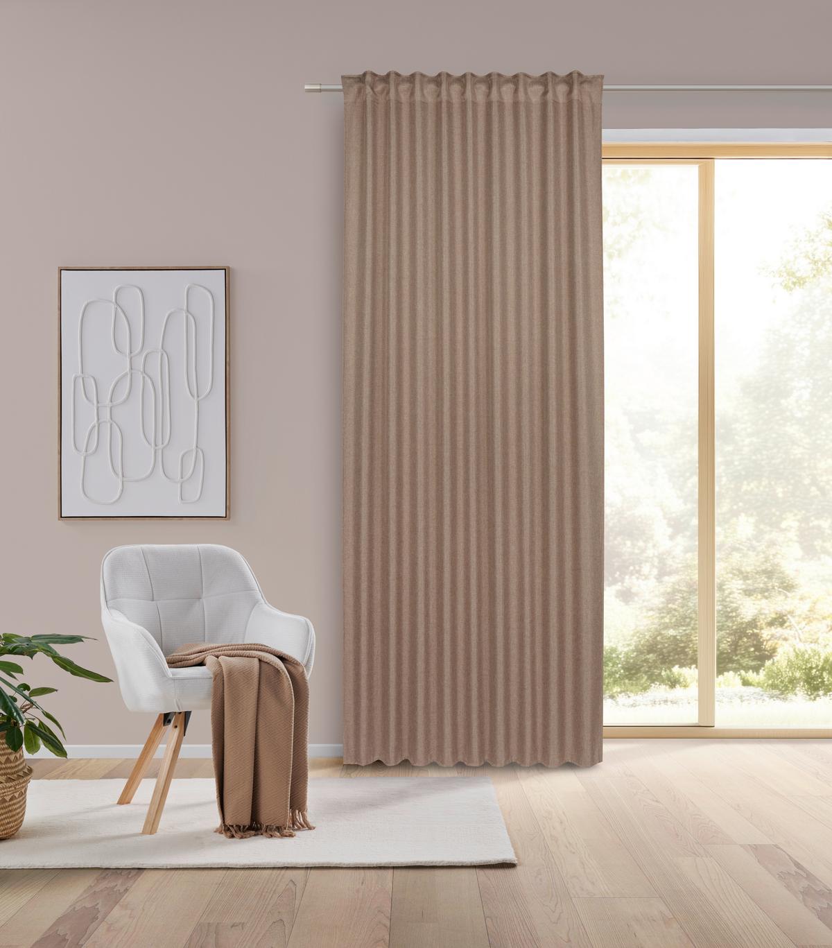 Fertigvorhang Andi ca. 140x245cm, 2 Stück - Beige, KONVENTIONELL, Textil (140/245cm) - Modern Living