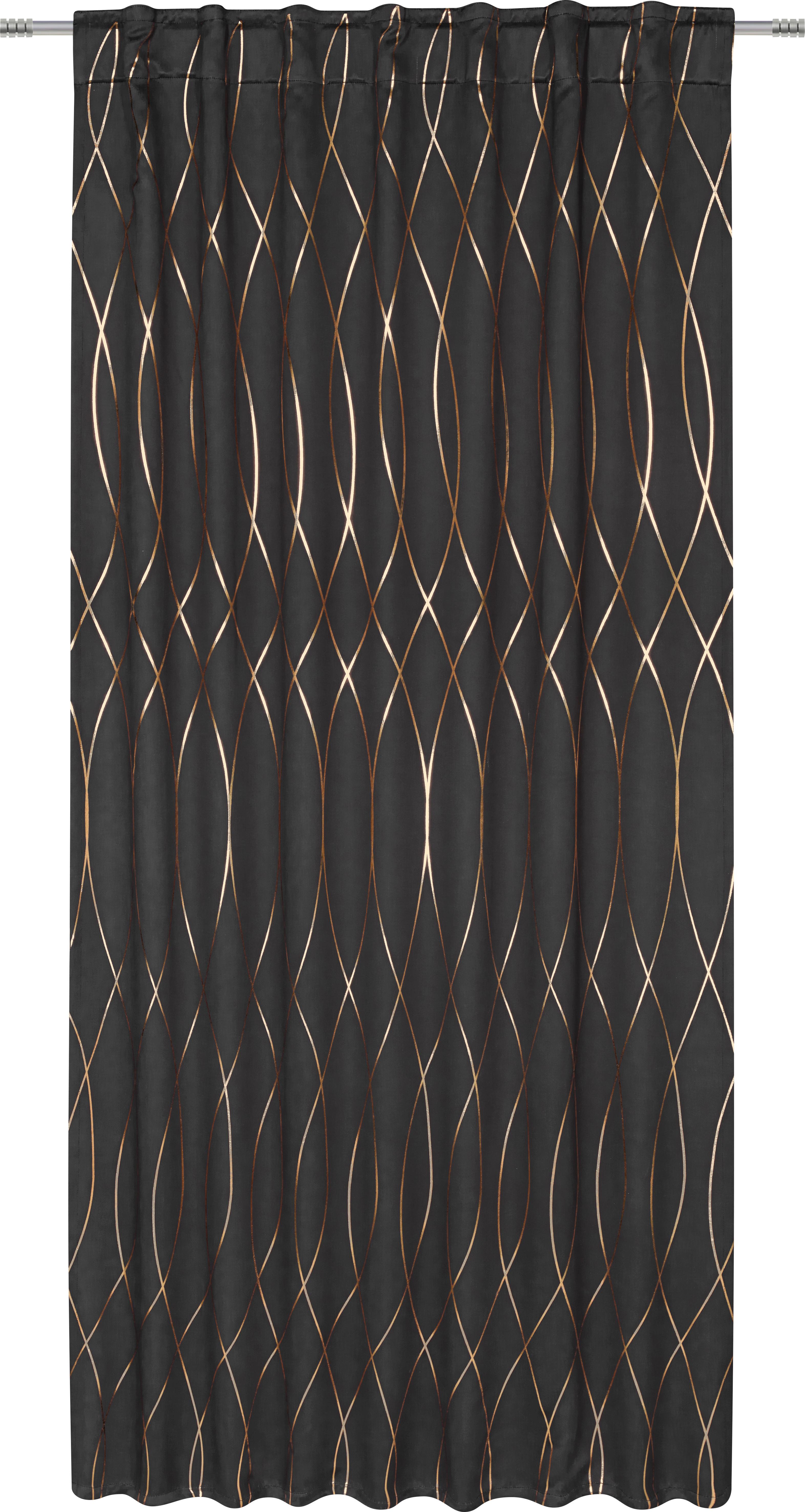 Draperie opacă GLAMOUR - arămiu/negru, Lifestyle, textil (140/245cm) - Modern Living