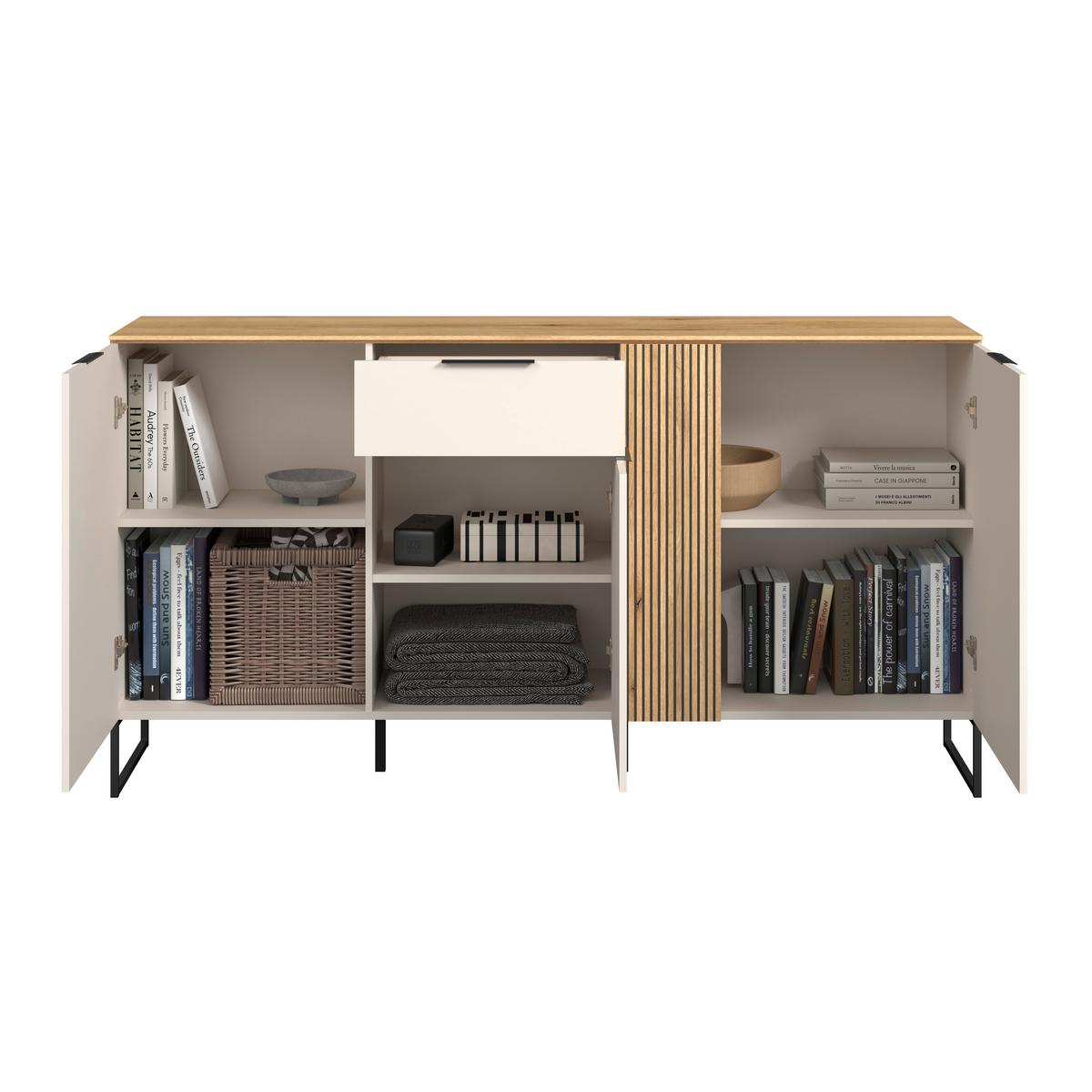Comodă cu usi KING - cașmir/culoare lemn stejar, Modern, material pe bază de lemn (170/90/40cm) - Modern Living