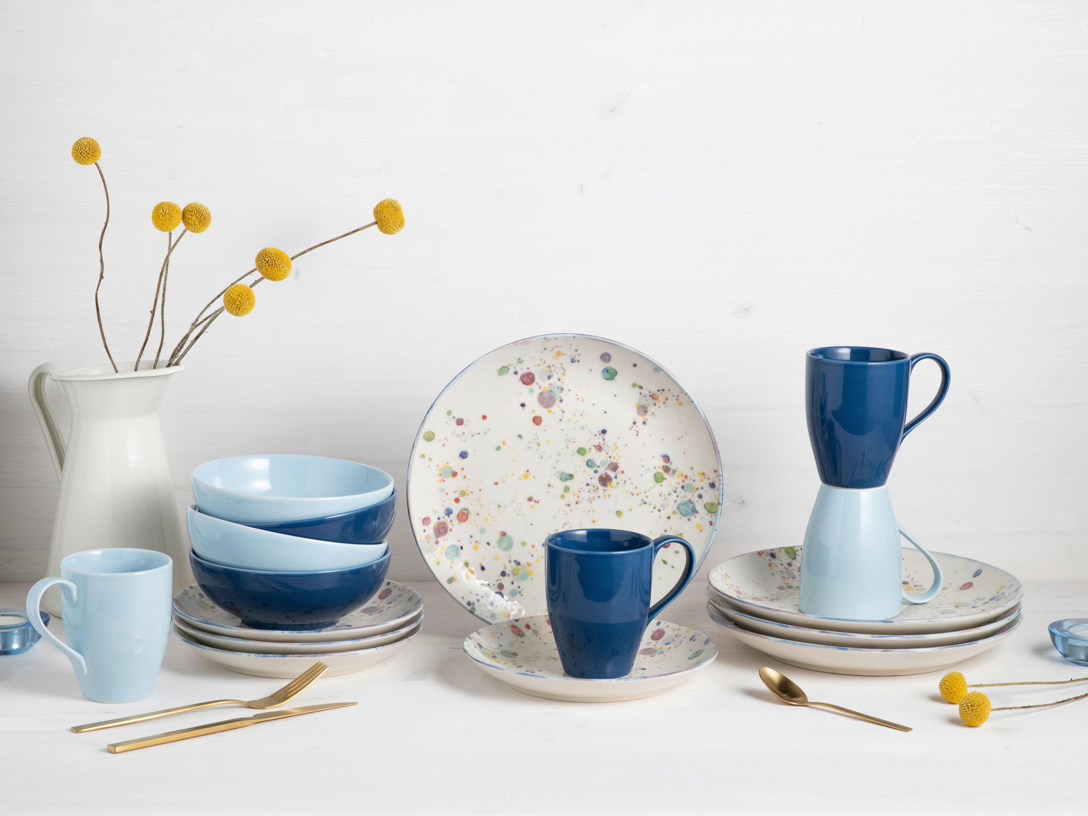 Kombinirani Servis Candy Drops, 16-Delni - modra/pastelno modra, Basics, keramika - Creatable