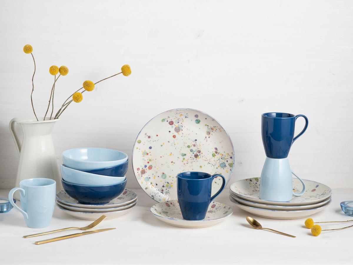 Kombinirani Servis Candy Drops, 16-Delni - modra/pastelno modra, Basics, keramika - Creatable